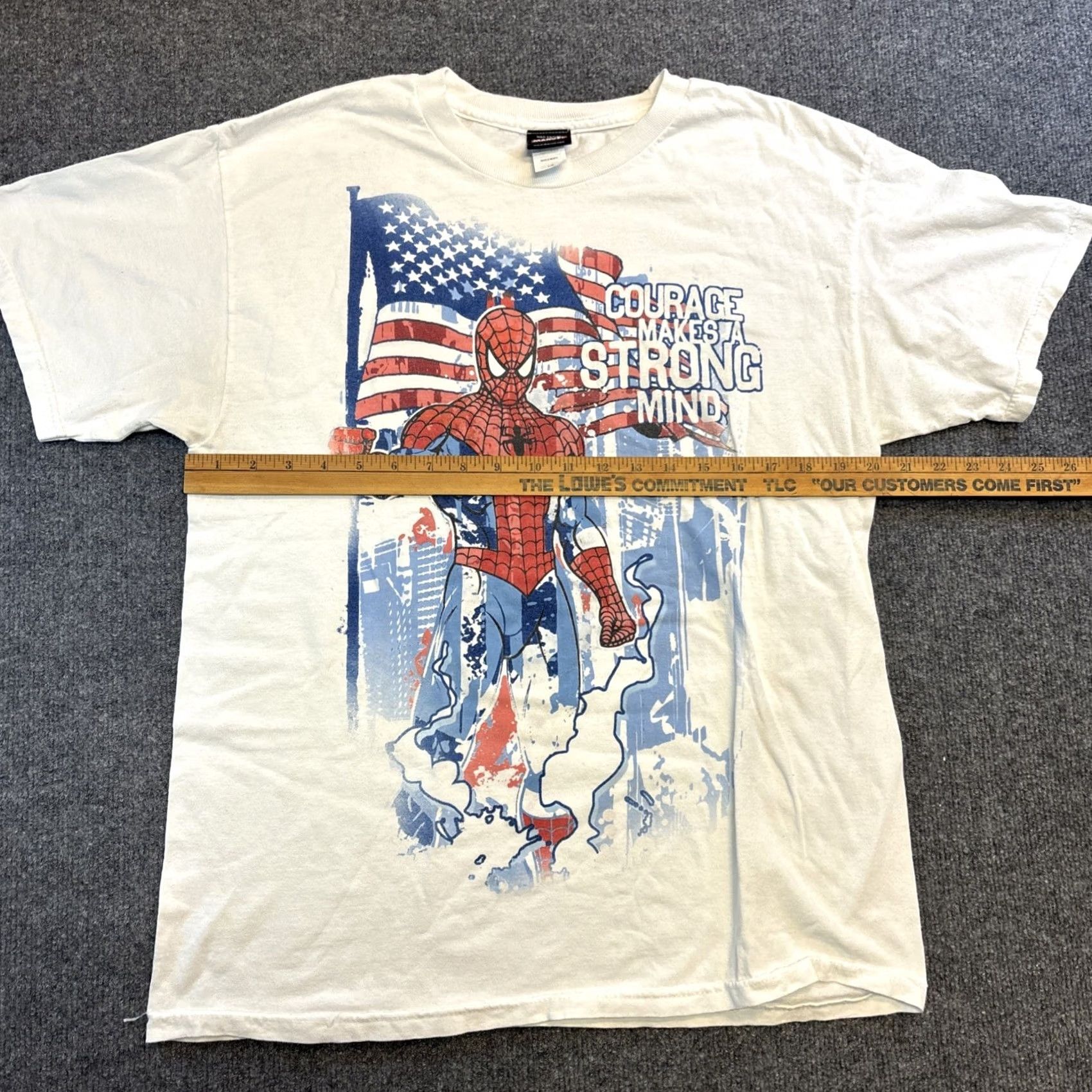 Vintage VINTAGE Marvel Spider-Man T-Shirt L White America Courage Makes A Strong Mind Shirts Mens Size US L / EU 52-54 / 3 - 4 Thumbnail