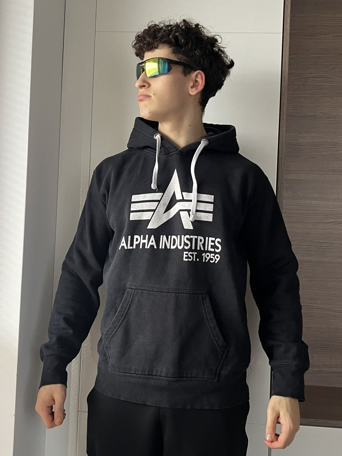 Alpha Industries × Vintage ‼️Vintage Rare Alpha Industries Bug Logo Aviator Hoodie‼️ Size US L / EU 52-54 / 3 - 14 Thumbnail