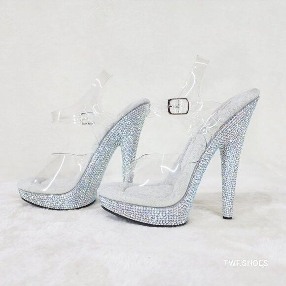 Other Sultry Sexy 6" Rhinestone Platform Stiletto Heels Size US 9 / IT 39 - 4 Thumbnail