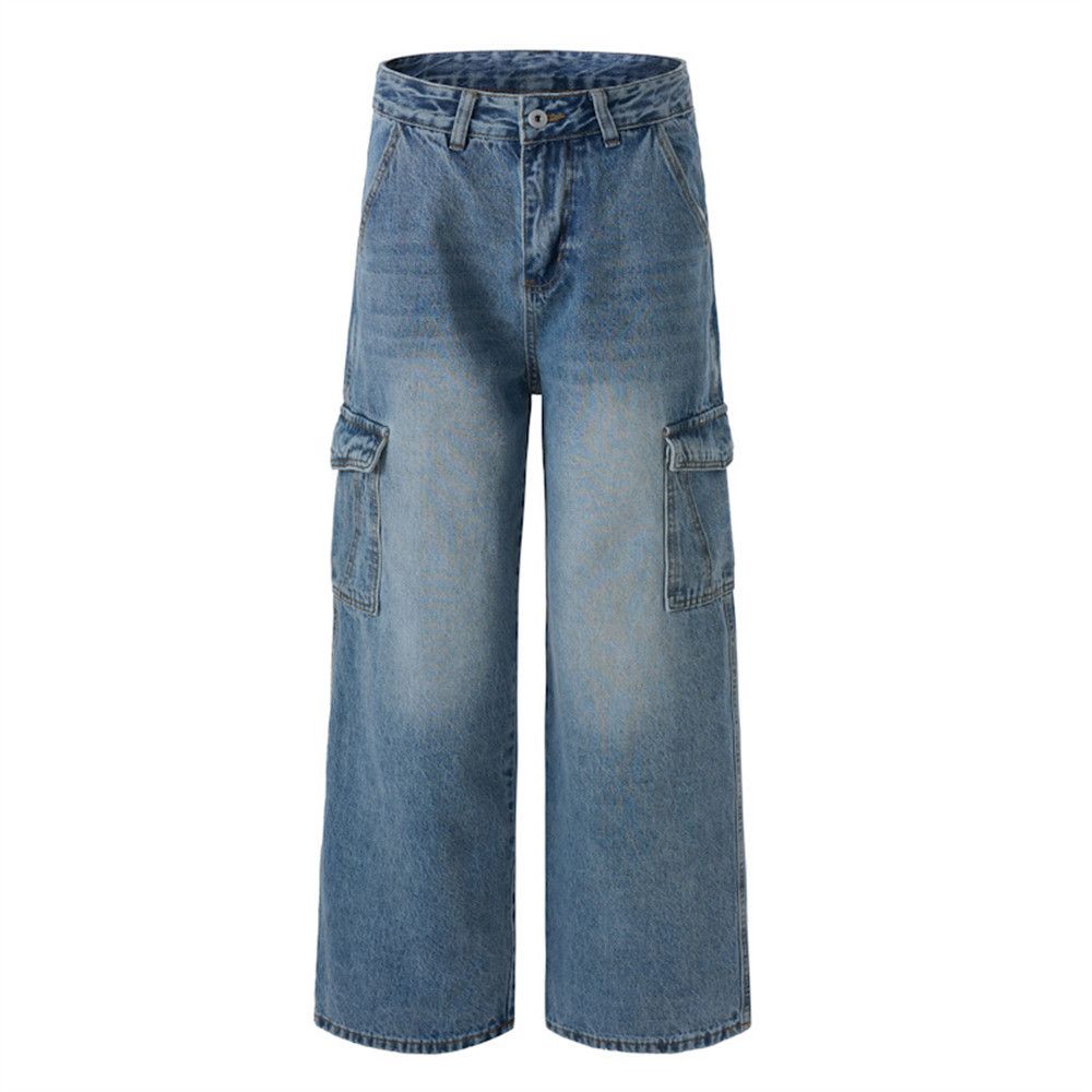 Vintage Men's vintage punk washed distressed multi-pocket work jeans Size US 32 / EU 48 - 4 Thumbnail
