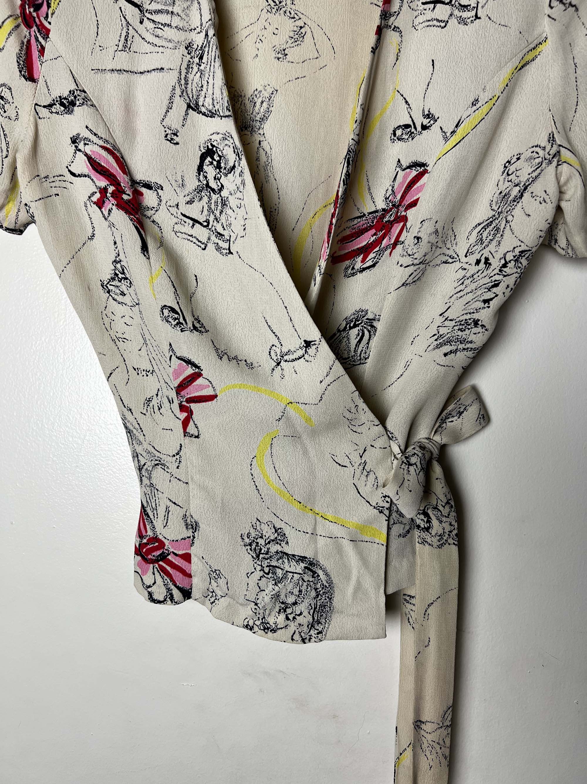 Betsey Johnson Vintage 1970's-1980's Betsy Johnson "Alley Cat" Blouse Size M / US 6-8 / IT 42-44 - 4 Thumbnail