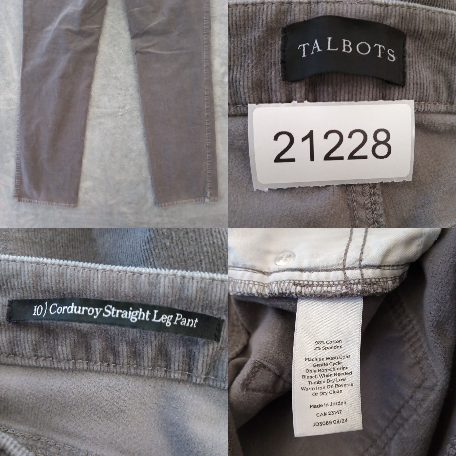 Talbots Talbots Corduroy Pants Womens 10 Gray Straight 32x29 High Rise Stretch Pants Size 32" / US 10 / IT 46 - 8 Thumbnail