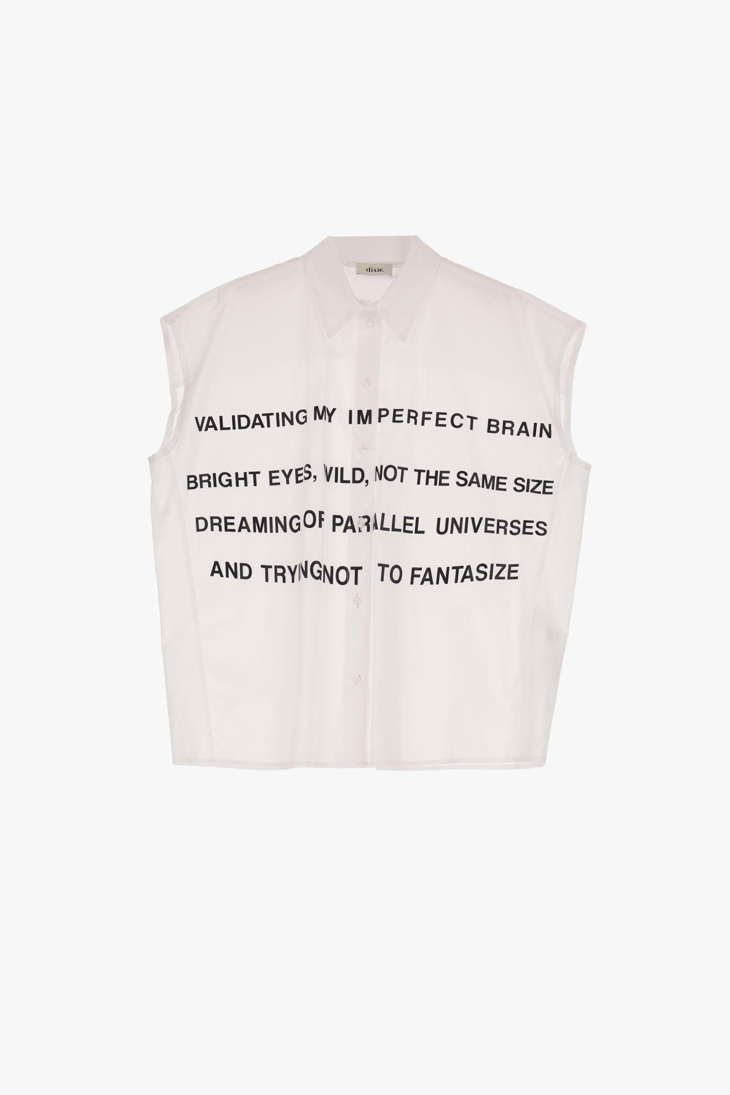 image of Imperial Sleeveless Oversized Shirt With Contrasting Lettering Print in White, Women's
