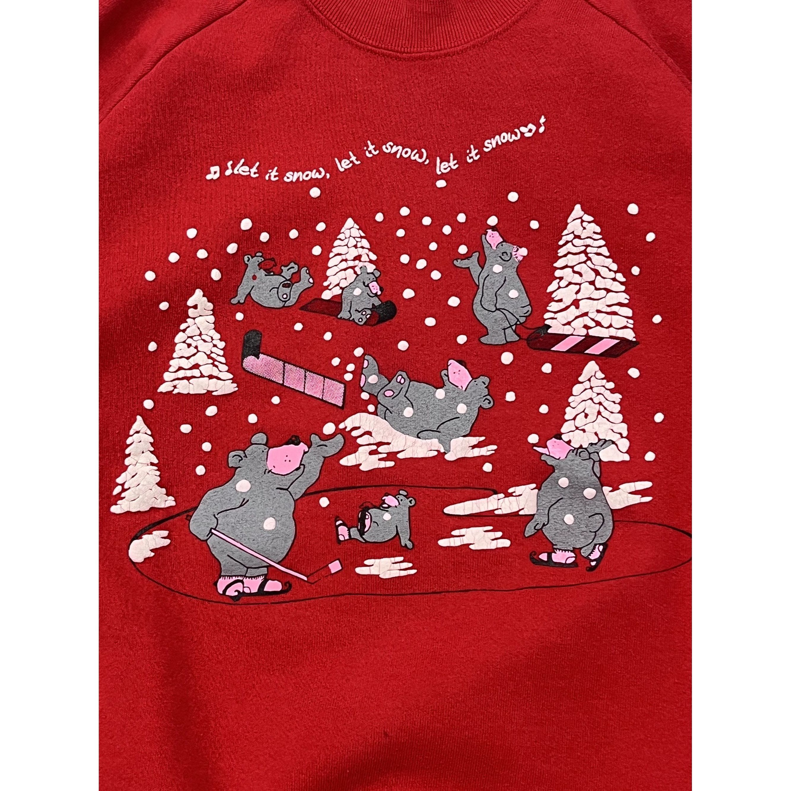 Fruit Of The Loom Vintage 90s Let it snow Cute Teddy Crewneck Size XL / US 12-14 / IT 48-50 - 2 Thumbnail