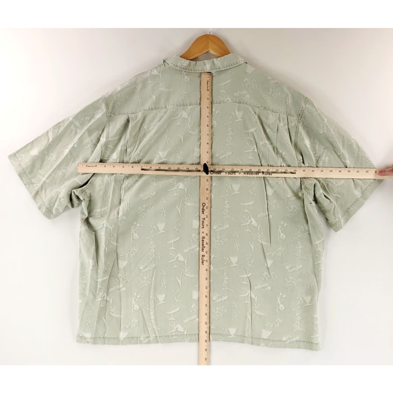Nat Nast Nat Nast Shirt Button-Up 100% Silk Cocktails MCM Green Short Sleeve Mens 2XB Big & Tall Green Silk Short Sleeve Button-Up Mens 2XB Size US XXL / EU 58 / 5 - 7 Thumbnail