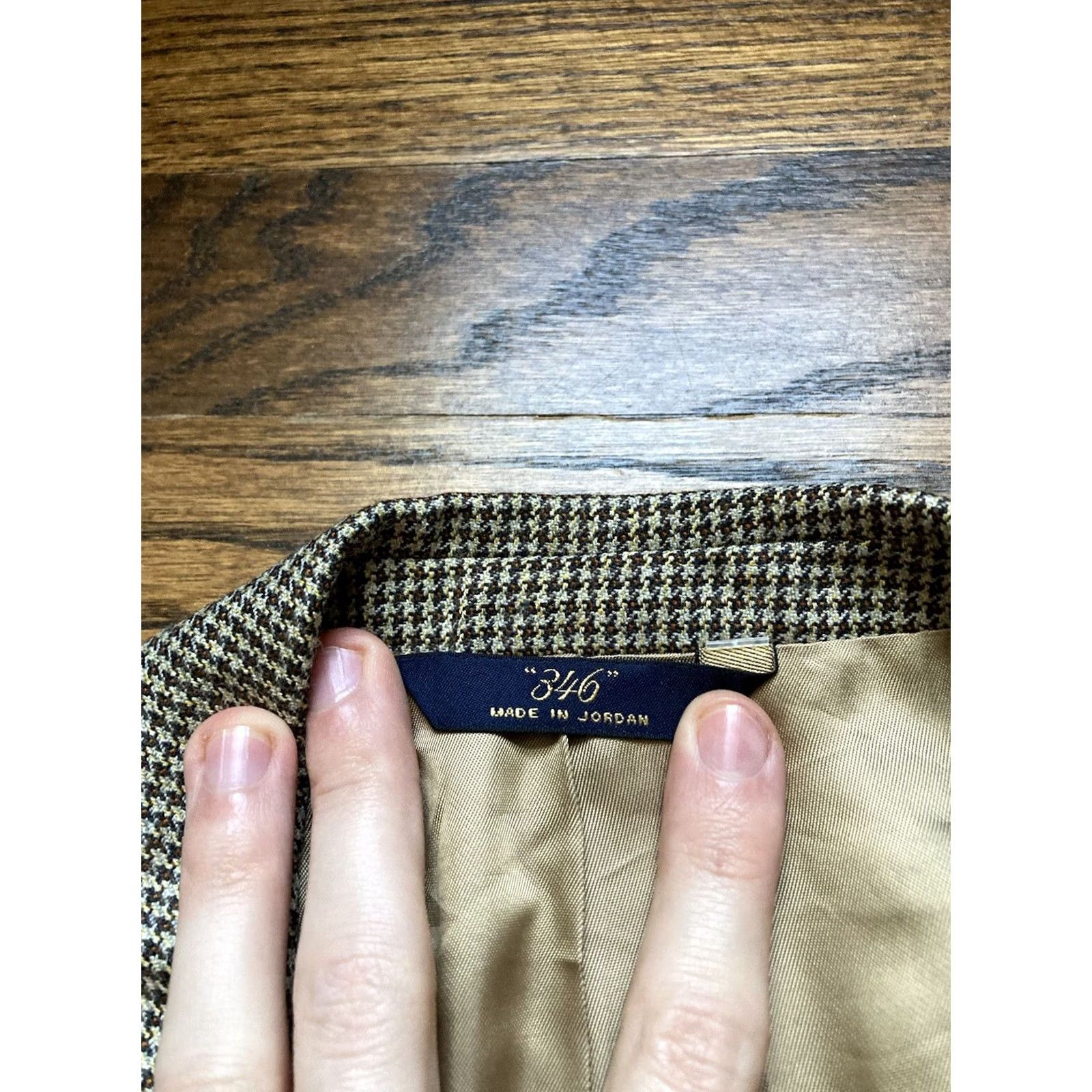 Brooks Brothers Brooks Brothers Coat Mens 42 Beige Blazer Size 42R Houndstooth Wool Sport Size 42R - 5 Thumbnail