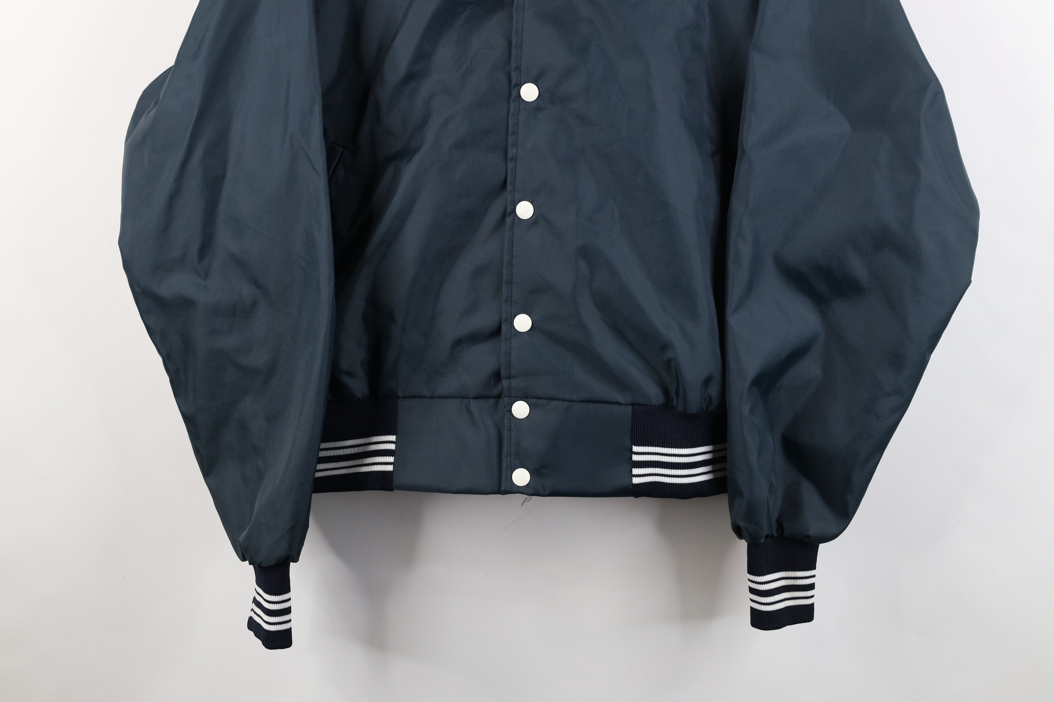 Vintage Vintage 80s Bartlett Nuclear Inc Satin Bomber Jacket USA Size US L / EU 52-54 / 3 - 3 Thumbnail