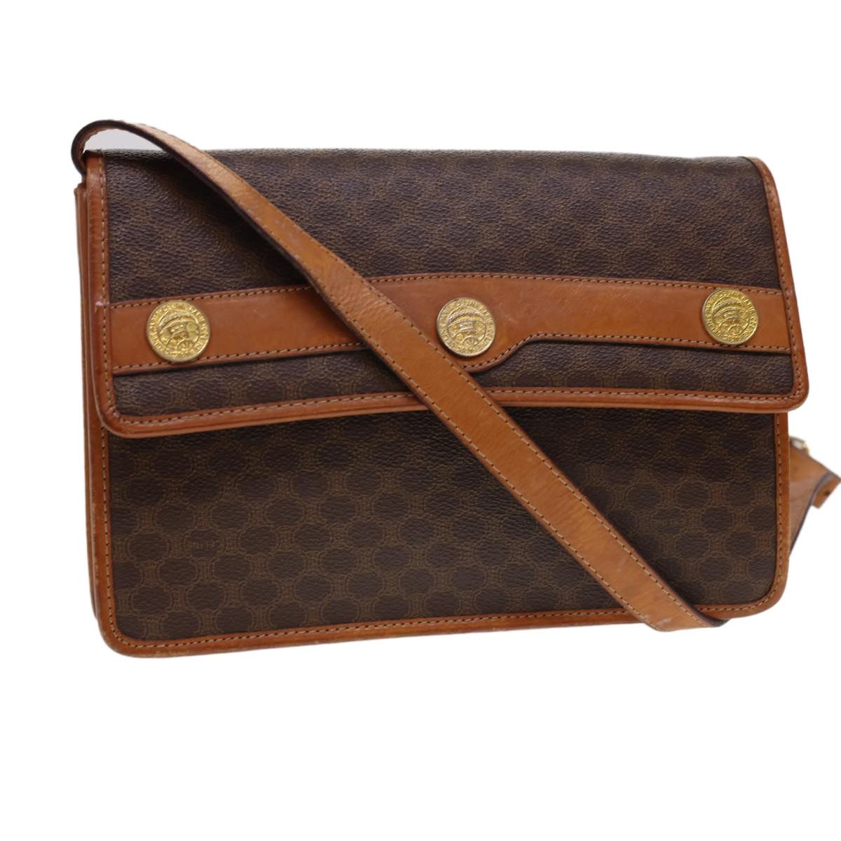 Celine CELINE Macadam Canvas Shoulder Bag Pvc Leather Brown Size ONE SIZE - 1 Thumbnail