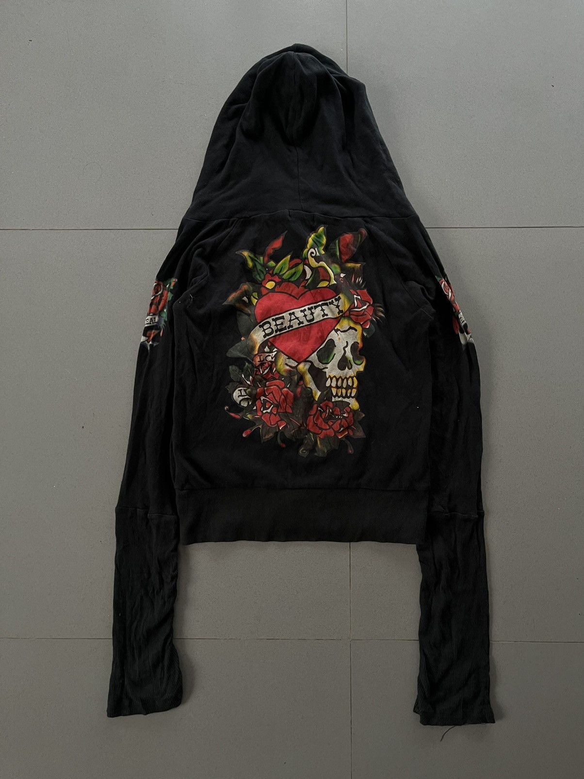 5351 POUR LES HOMMES Japanese 2000’s Bono Hood Jacket Skull Tatto GOA Style Size US S / EU 44-46 / 1 - 2 Thumbnail