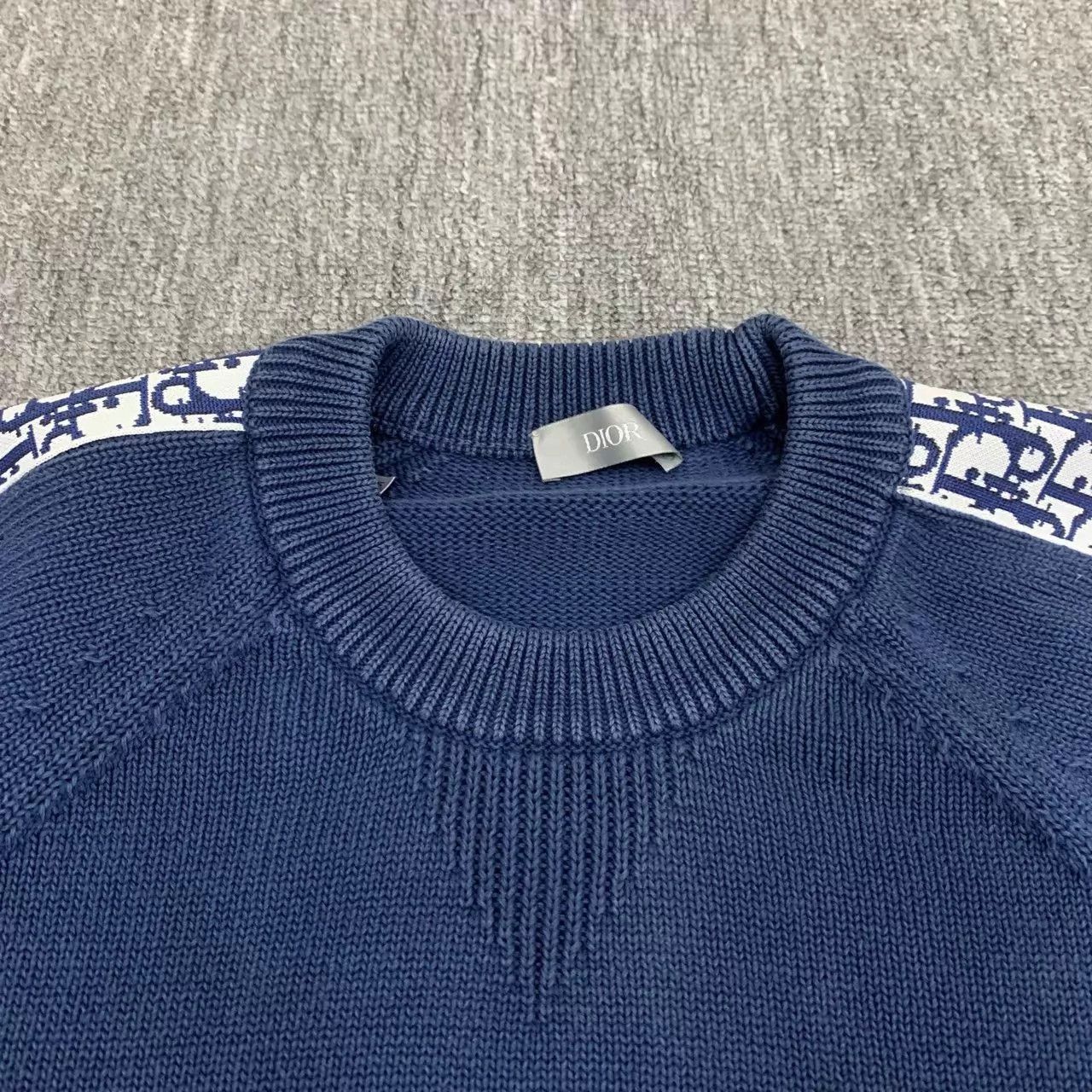 Dior Dior Blue Side Logo Oblique Print Arm Sweater M Size US M / EU 48-50 / 2 - 9 Thumbnail