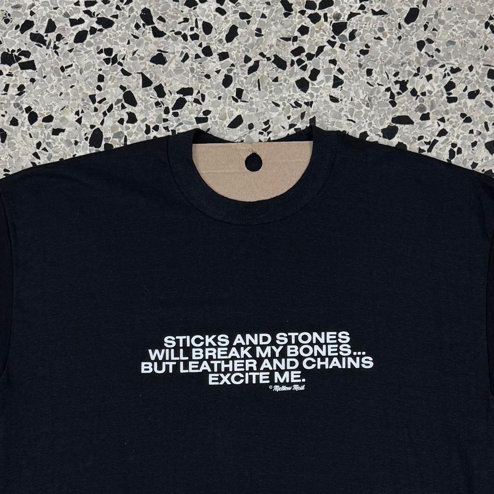 Unsound Rags × Vintage VINTAGE 90S STICKS AND STONES WILL BREAK MY BONES TEE: Size US XL / EU 56 / 4 - 1 Thumbnail