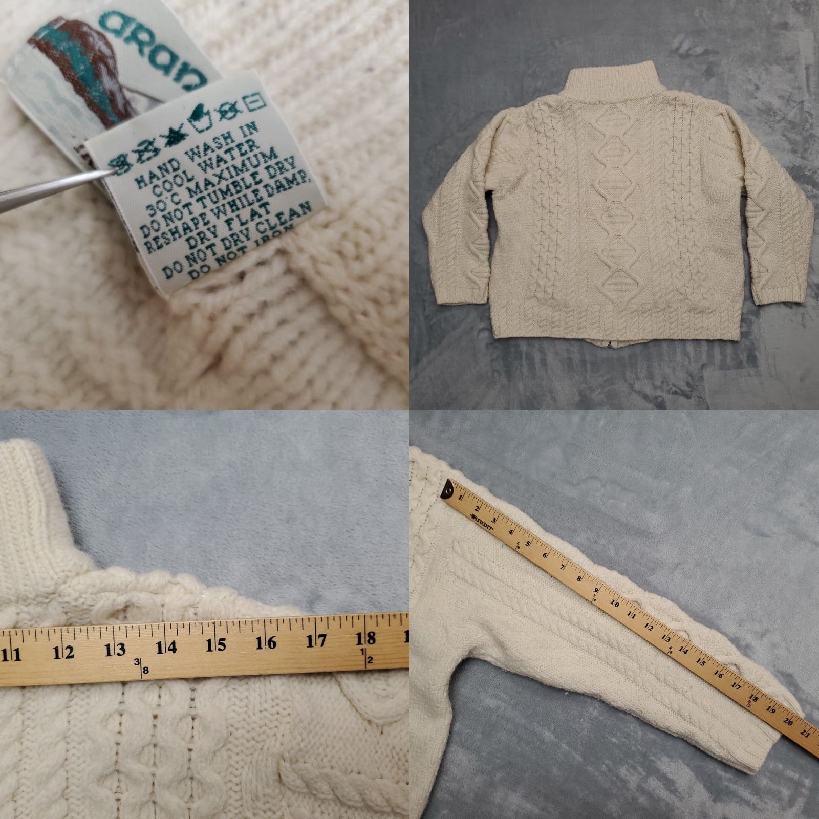 Vintage VINTAGE Aran Crafts Sweater Cardigan Large White Wool Cable Knit Full Zip Women L Size L / US 10 / IT 46 - 8 Thumbnail