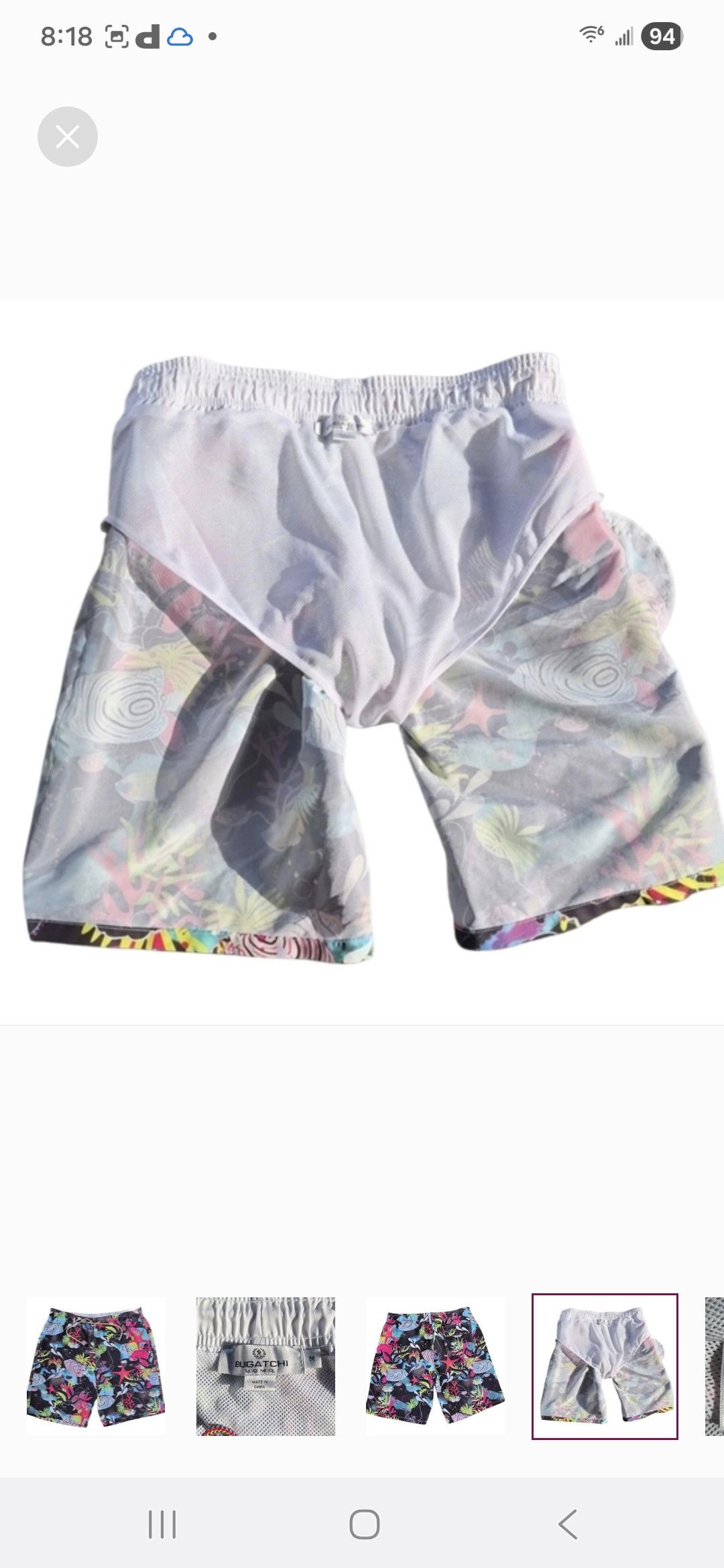 BUGATCHI Bugatchi Uomo Aquatic Print Swim Trunks. Size US 35 - 7 Thumbnail