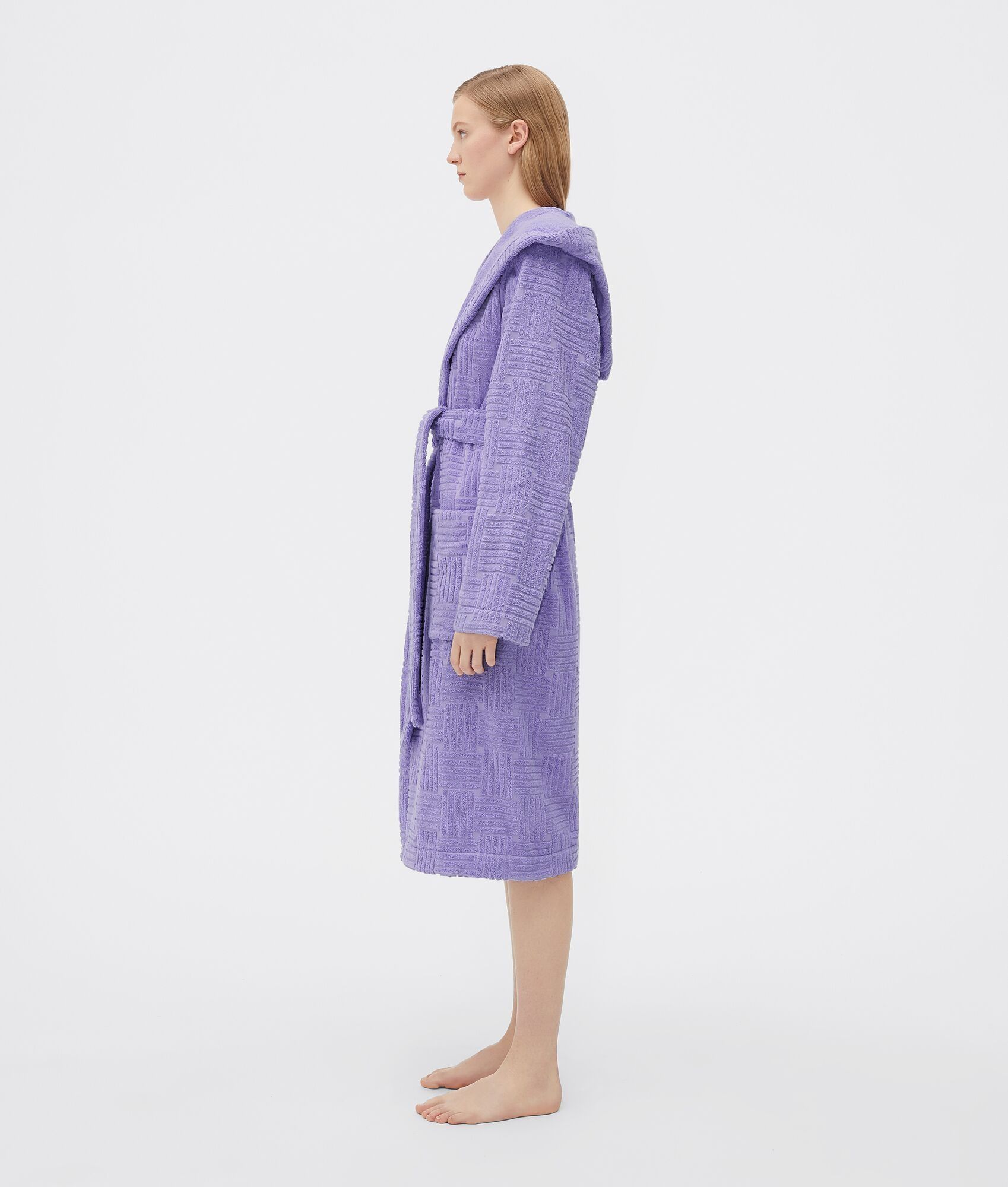 Bottega Veneta o1n1vont0225 Intreccio Pattern Cotton Bathrobe in Purple Size US M / EU 48-50 / 2 - 2 Thumbnail