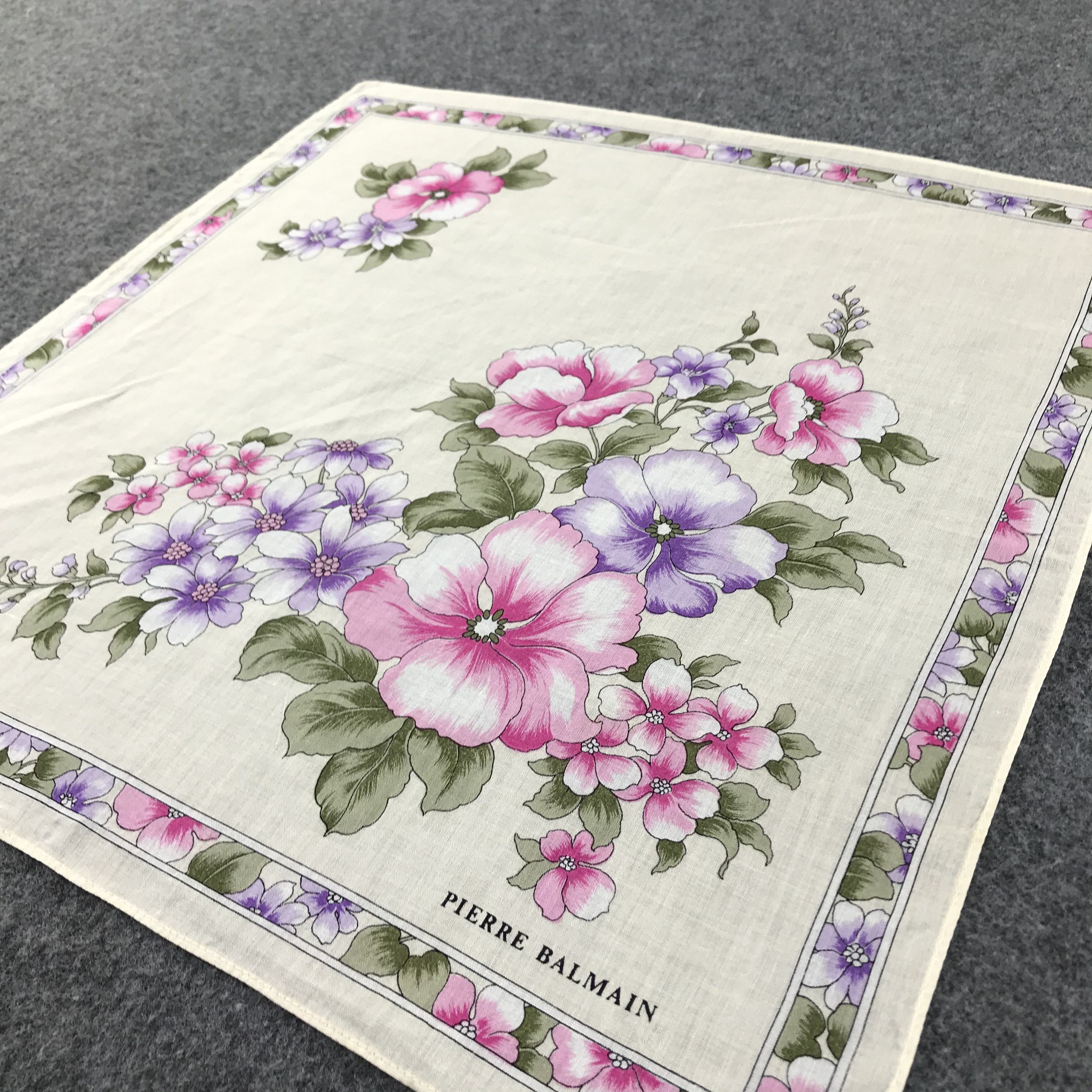 Pierre Balmain Pierre Balmain Floral Handkerchief Neckerchief Bandana H406 Size ONE SIZE - 5 Thumbnail