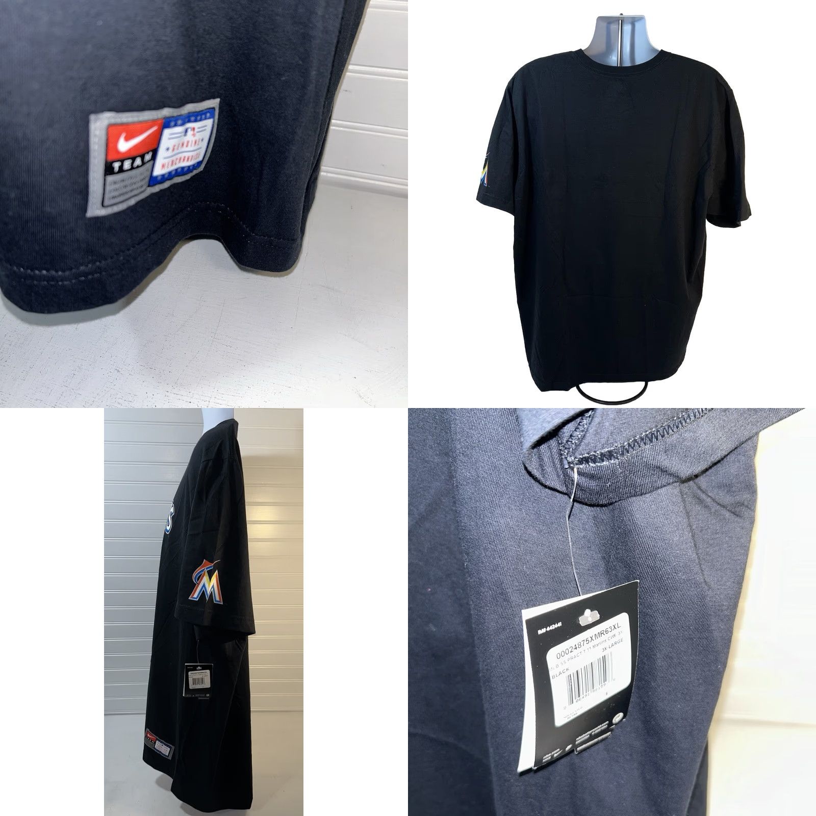 Nike Nike Miami Marlins Shirt Men 3XL Black Logo Baseball Short Sleeve Modern Crew Neck NWT Dead Stock 2012 Size US XXL / EU 58 / 5 - 11 Thumbnail