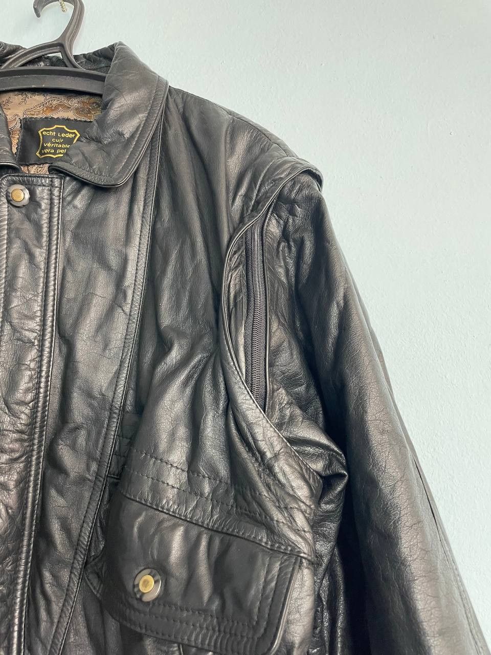 Vintage Vintage Leather Jacket Bomber 90s burgundy boxy oversize Size US M / EU 48-50 / 2 - 5 Thumbnail
