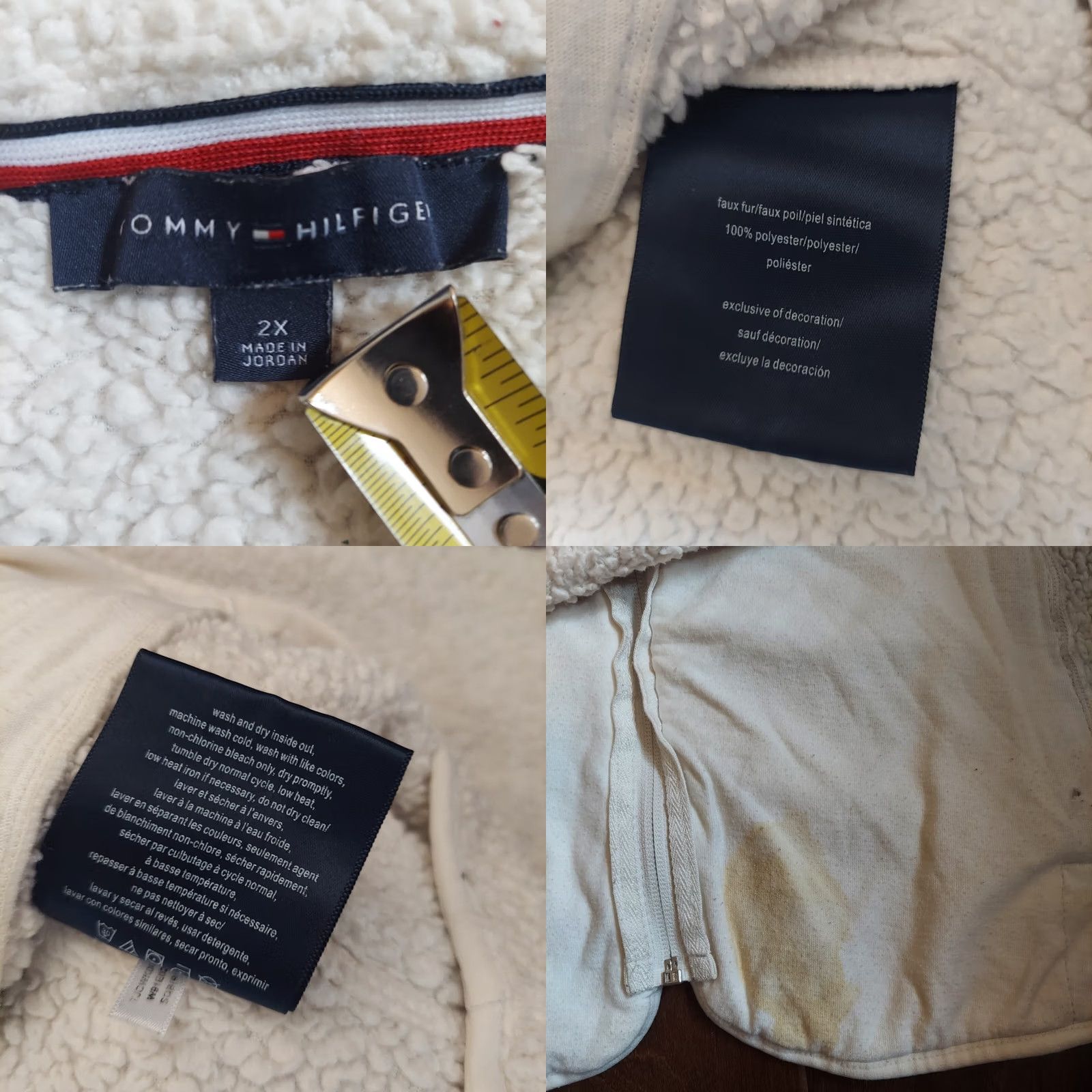 Tommy Hilfiger VINTAGE Tommy Hilfiger Hoodie Pullover White 2XL Mens Regular Zip Sherpa Winter Fall Size XXL / US 16-18 / IT 52-54 - 11 Thumbnail