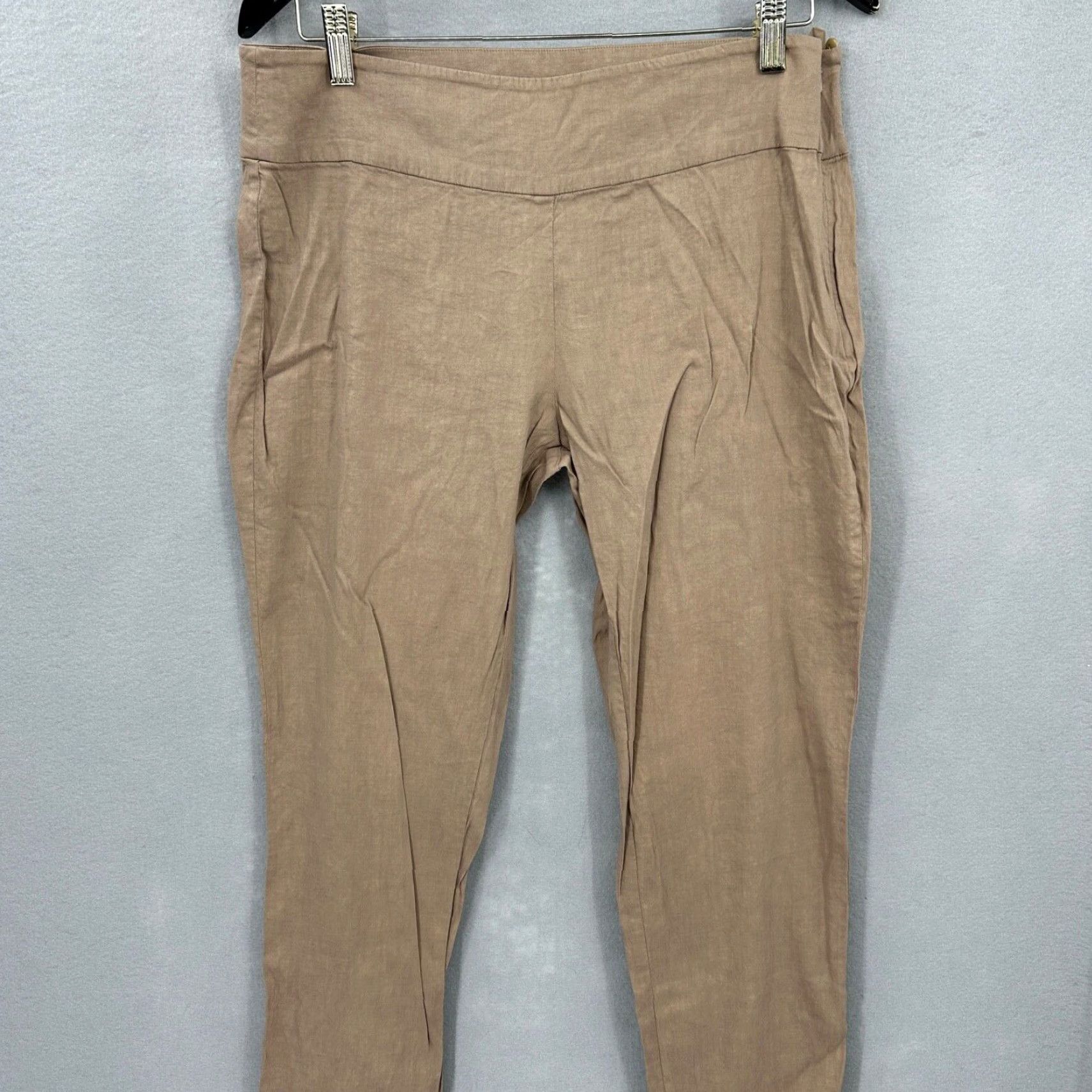 Eileen Fisher Eileen Fisher Pants Womens S Linen Viscose Flat Front Beige Cropped Cuffed Side Zip Classic Straight Knit 0 Size 28" / US 6 / IT 42 - 2 Thumbnail