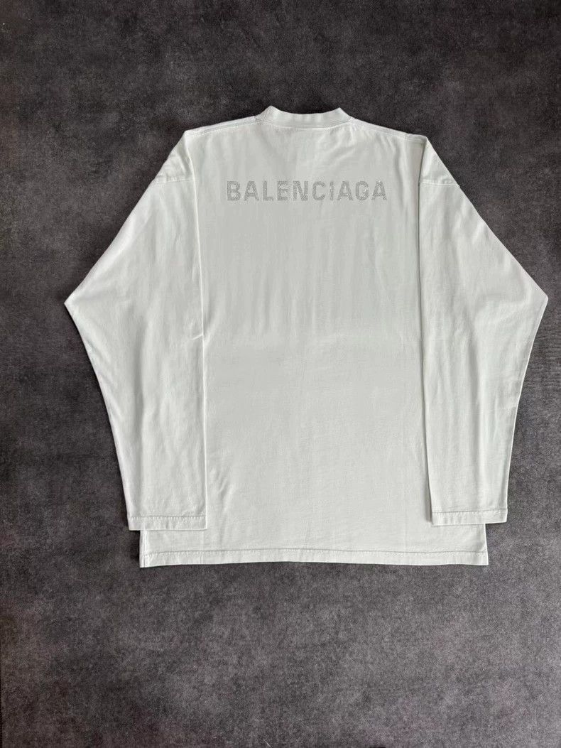 Balenciaga balenciaga long sleeve logo shirt with rhinestones Size US M / EU 48-50 / 2 - 2 Thumbnail