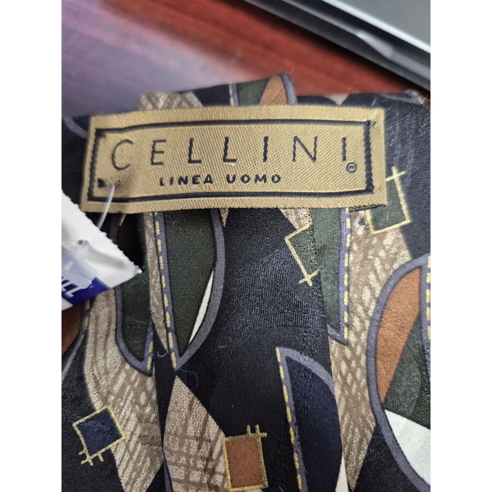 Other Vintage Cellini Linea Uomo Silk Tie With Abstract Geometric Size ONE SIZE - 3 Thumbnail