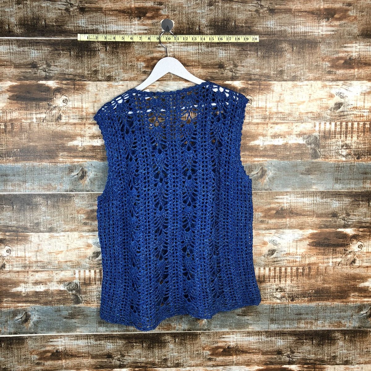 Handmade Japan vintage crochet mesh net knitwear handmade Vest #A2248 Size L / US 10 / IT 46 - 10 Thumbnail