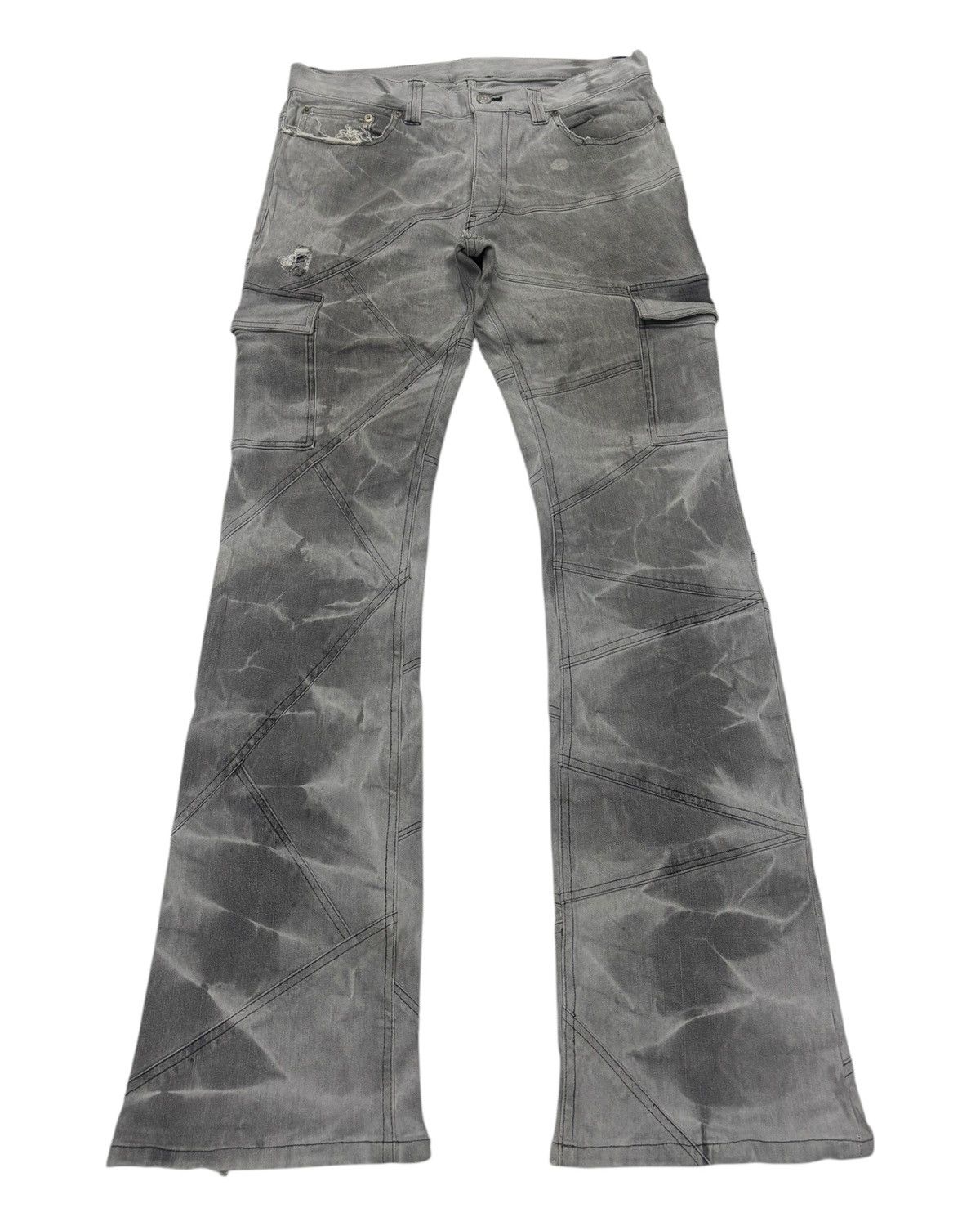 TORNADO MART Patchwork Bell-Bottom Pants