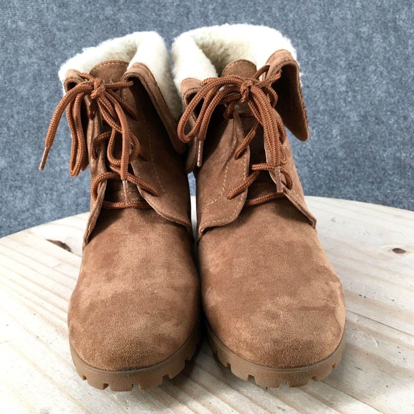 Nautica Nautica Winter Snow Boots Womens 10 Rendon Brown Suede Wedge Lace Up Faux Fur Boots Size US 10 / IT 40 - 4 Thumbnail
