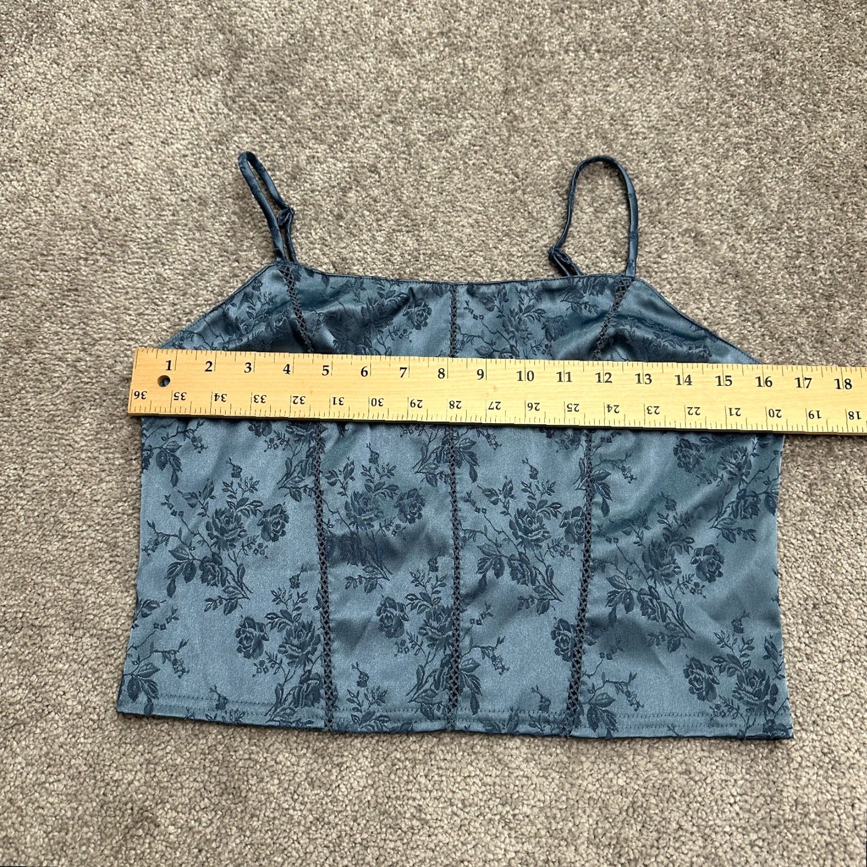 Victoria's Secret Victoria's Secret Corset Cropped Top Womens Medium Blue Floral Spaghetti Strap Tank Shirt Size M / US 6-8 / IT 42-44 - 6 Thumbnail