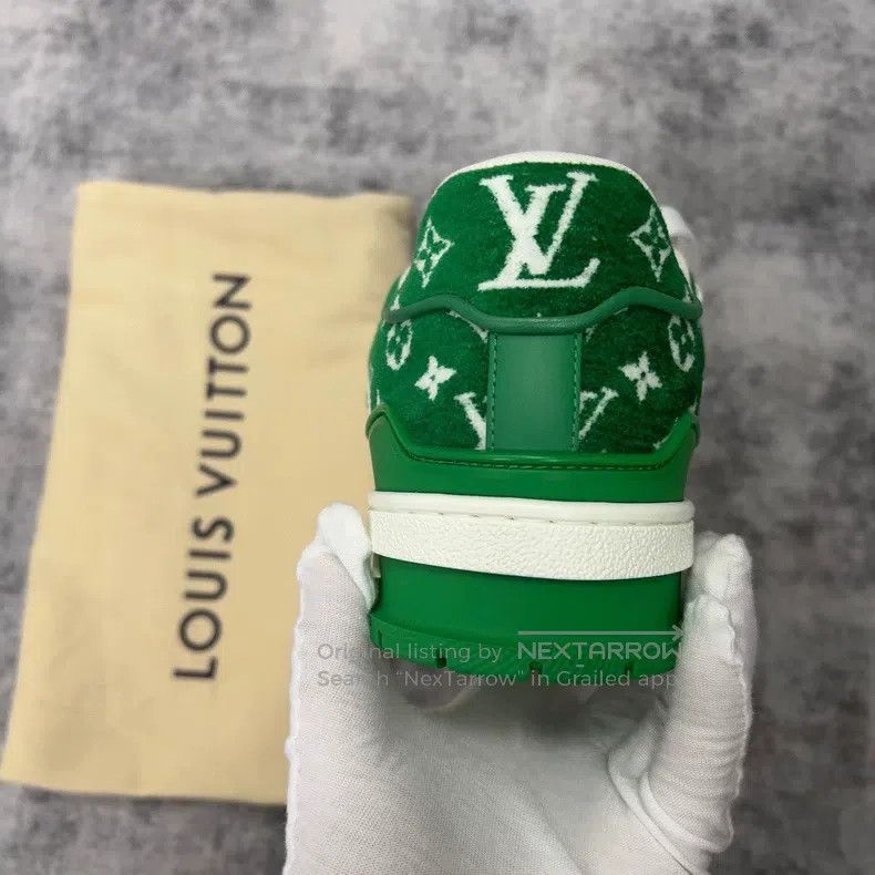 Louis Vuitton Louis Vuitton Trainer white and green flocked fully printe Size US 6.5 / EU 39-40 - 7 Thumbnail