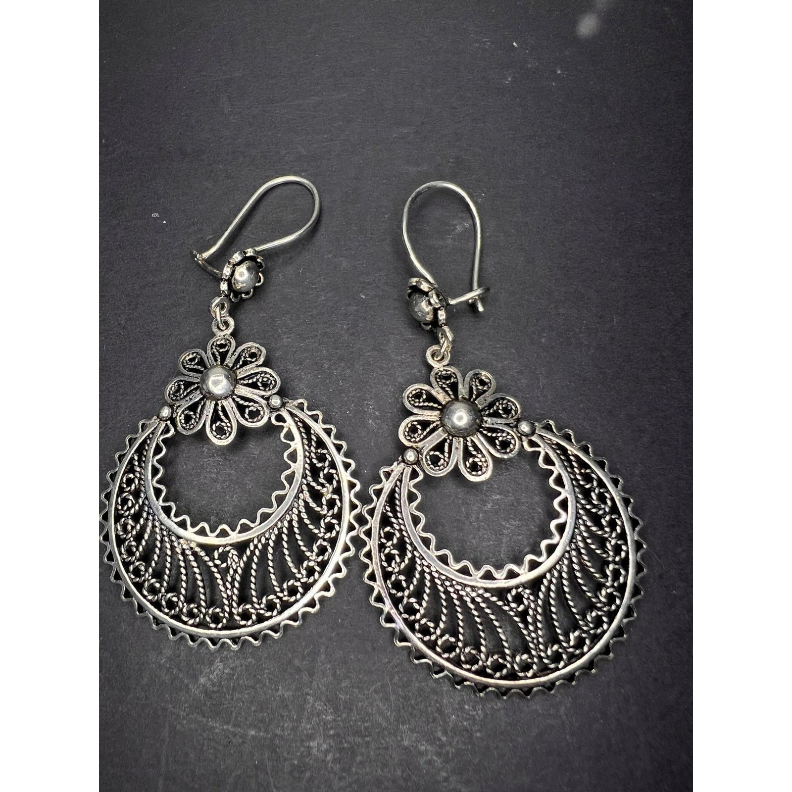 Other Turkish sterling filigree disc dangle drop hook earrings Size ONE SIZE - 2 Thumbnail