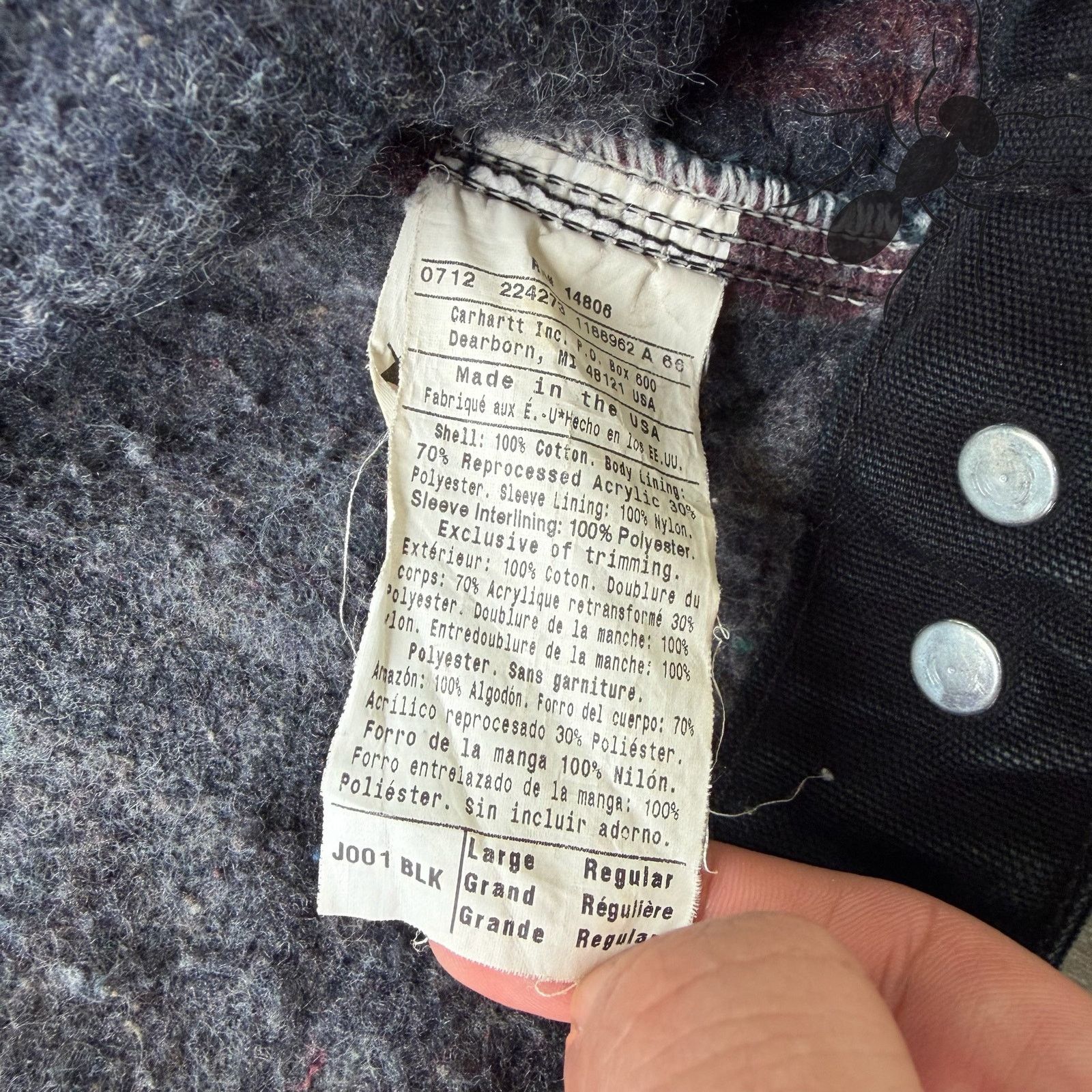 Carhartt × Vintage Carhartt J001 black Detroit work wear jacket Size US L / EU 52-54 / 3 - 6 Thumbnail
