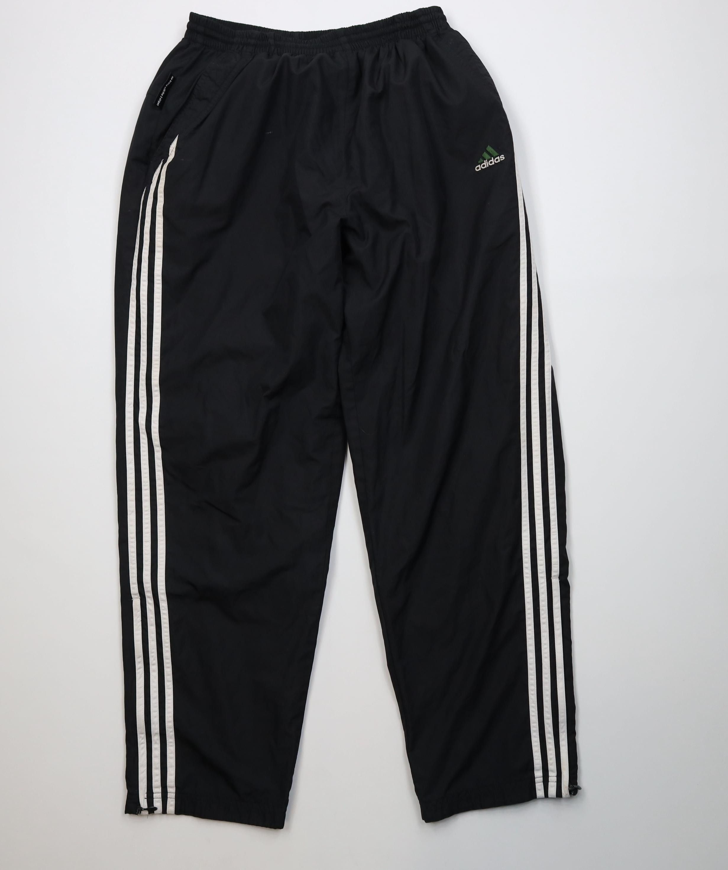 Vintage 90s Adidas Striped Lined Windbreaker Pants Black