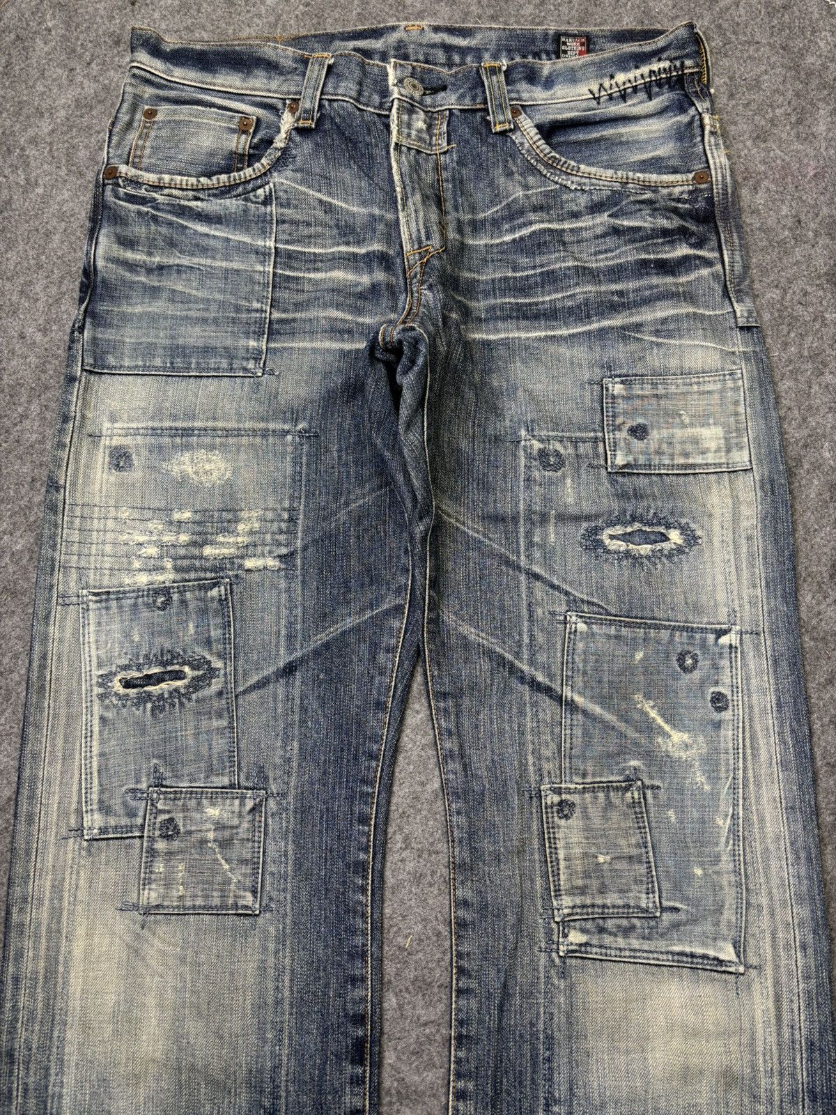 Japanese Brand 💥Insane Boro💥Archival Bartack Patchwork Denim F786 Size US 33 - 3 Thumbnail