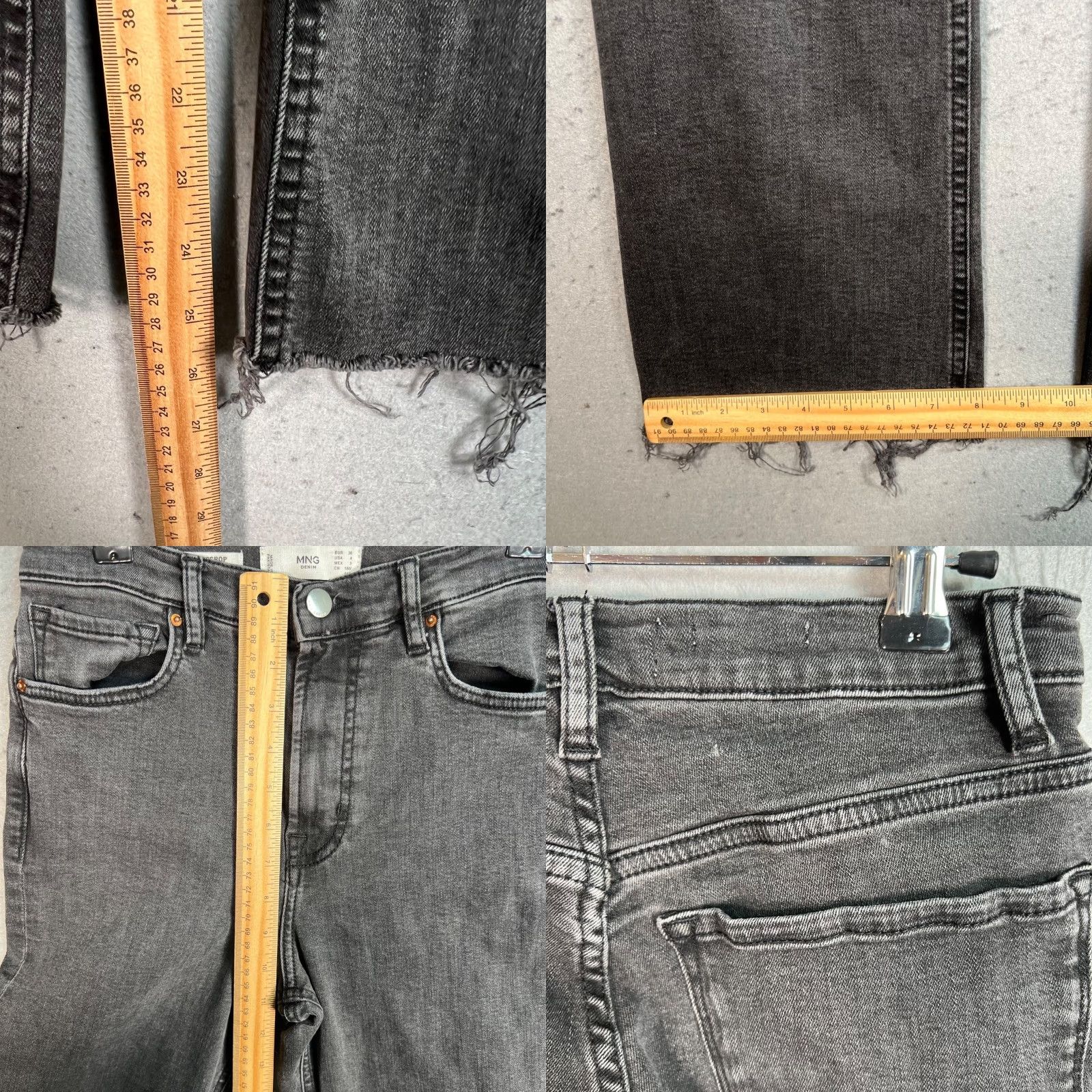 Mango Mango Denim Womens 4 Bootcrop Gray Frayed Hem Jeans Stretch Cotton Blend Size 27" / US 4 / IT 40 - 8 Thumbnail