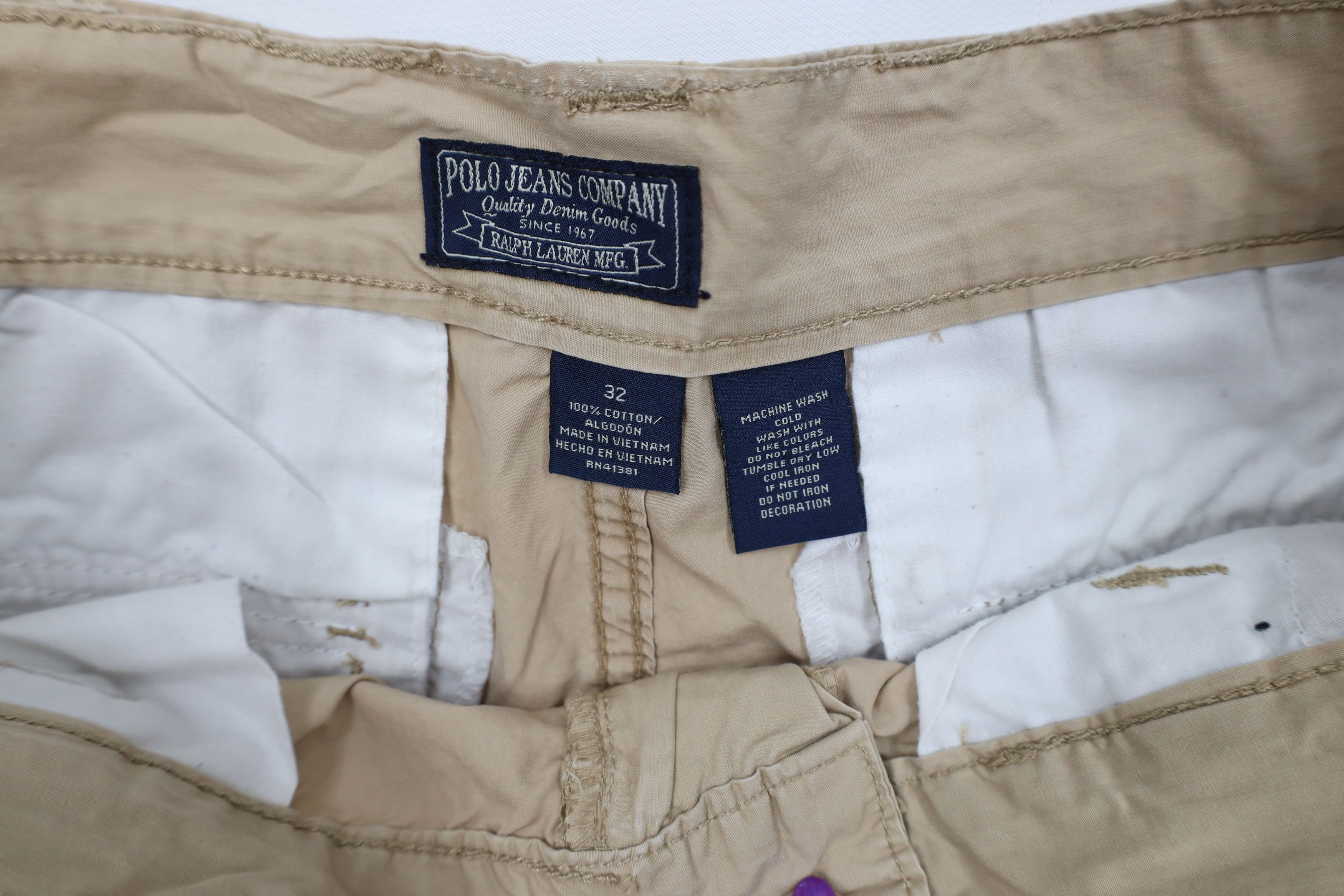Ralph Lauren Vintage 90s Ralph Lauren Spell Out Cargo Shorts Beige Cotton Size US 32 / EU 48 - 7 Thumbnail