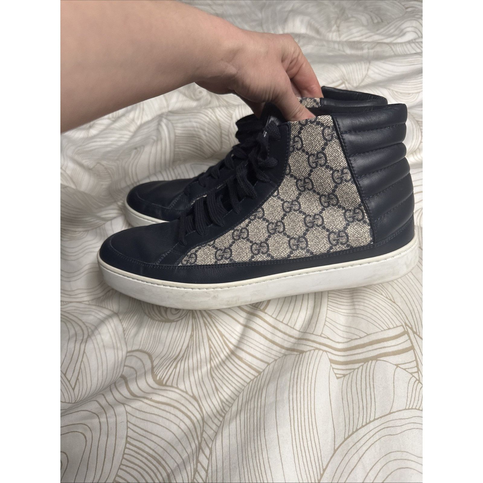Gucci Gucci Men’s High Top Sneakers, Navy, Size 8.5 US Size US 8.5 / EU 41-42 - 3 Thumbnail