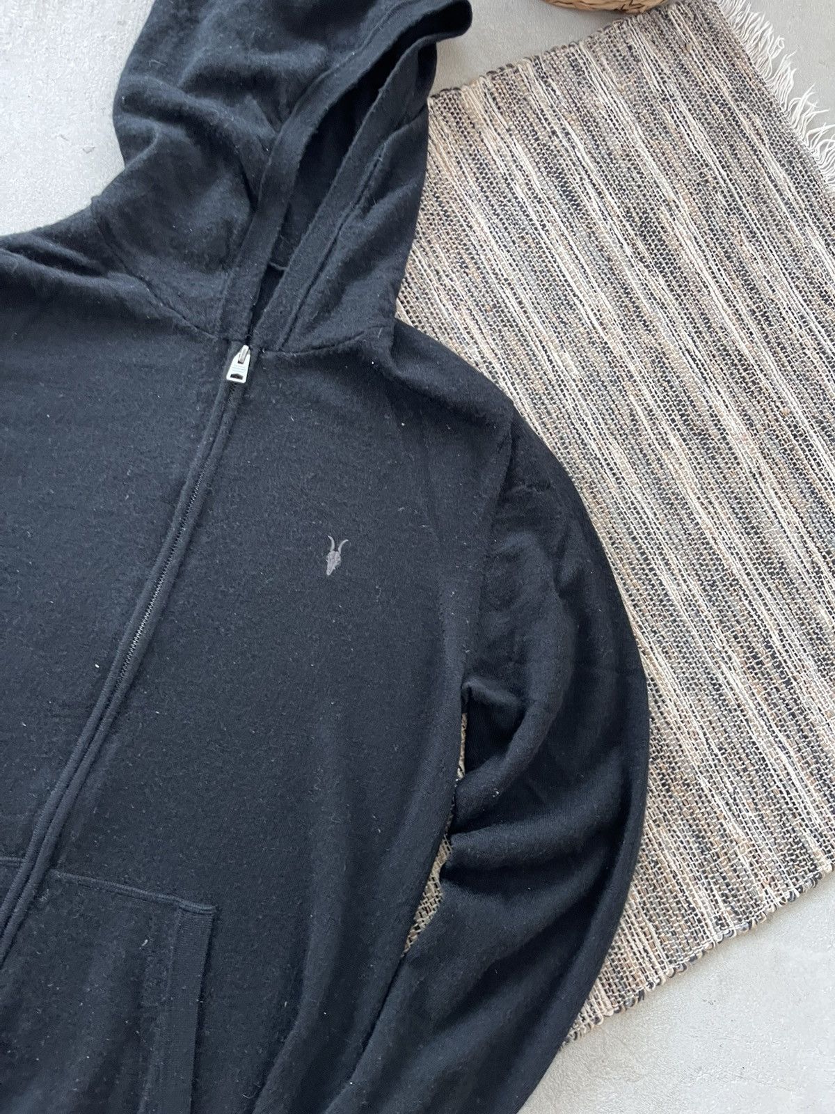 Allsaints Vintage Allsaints Black Merino Wool Zip Hoodie Punk Opium Size US M / EU 48-50 / 2 - 5 Thumbnail