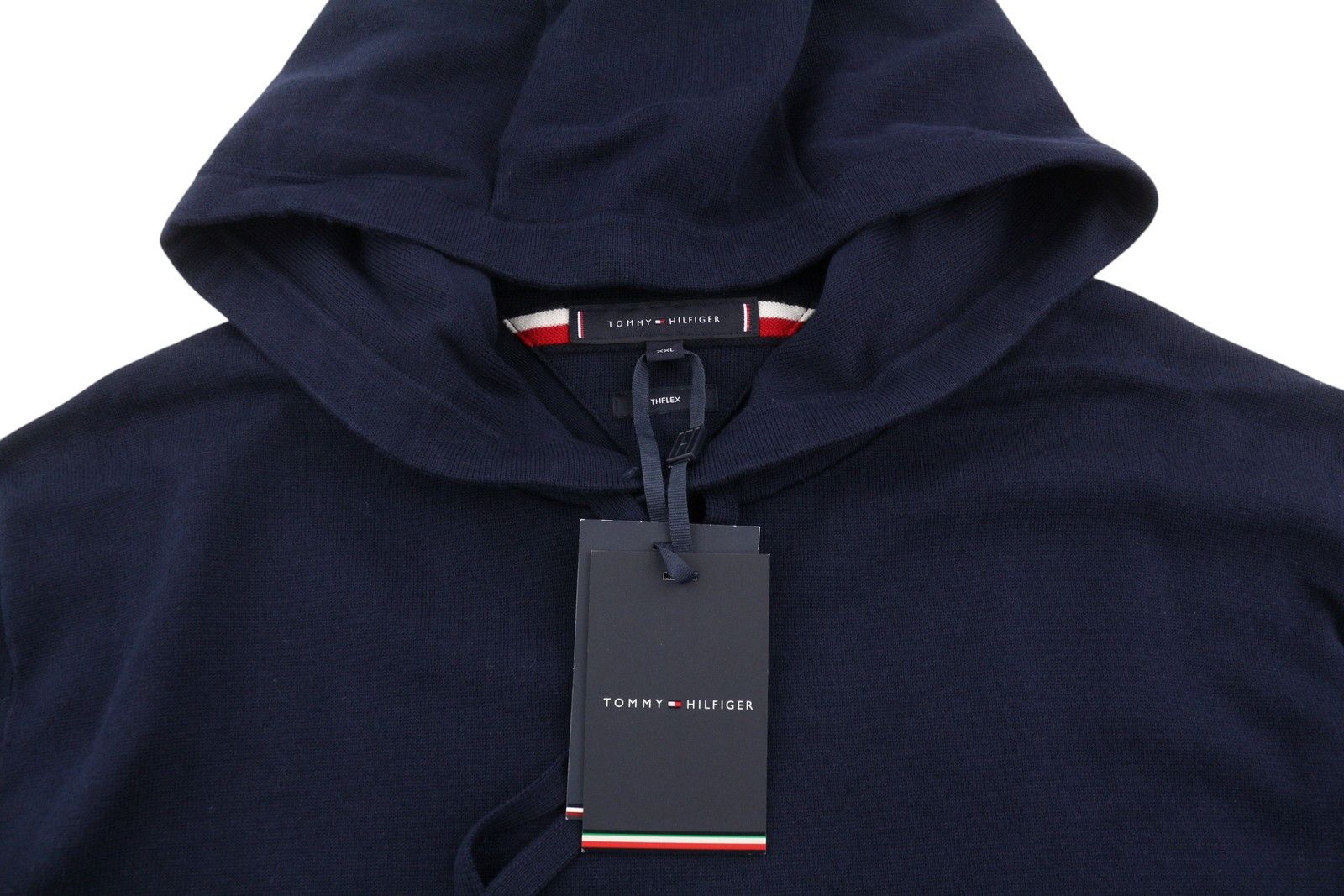 Tommy Hilfiger THFLEX GLOBAL STRIPE 2XL Hooded Navy Jumper 87391 Size US XXL / EU 58 / 5 - 5 Thumbnail
