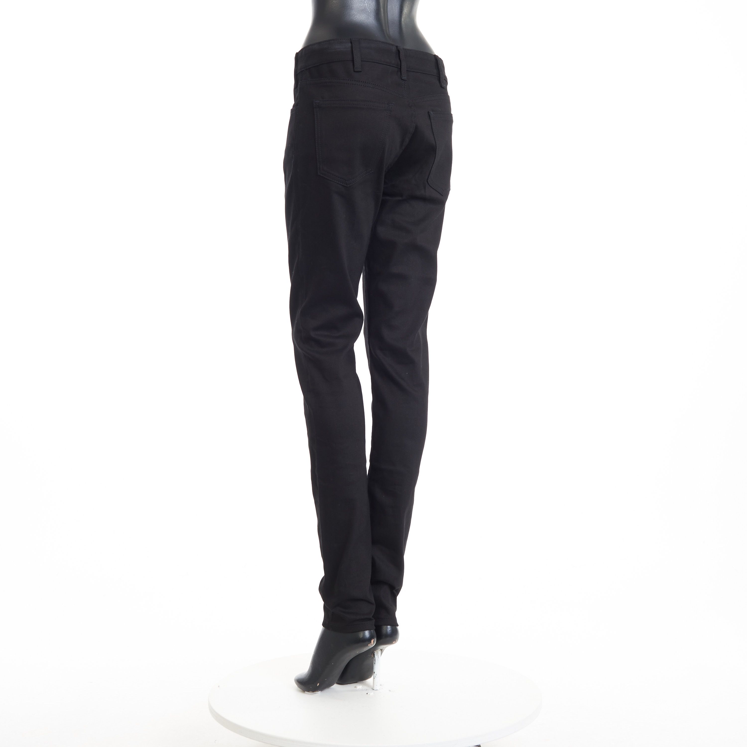 Celine Skinny Jeans In Pure Black Wash Denim, Mid Rise Size 27" / US 4 / IT 40 - 4 Thumbnail