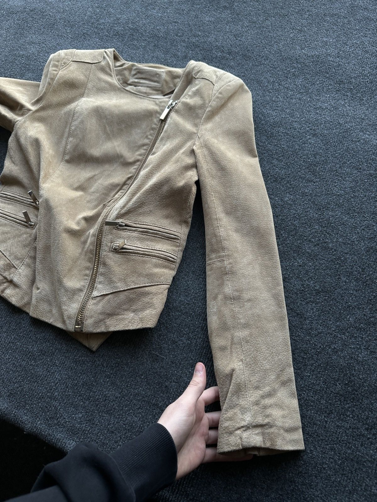 Other 🚨Y2K RICK OWENS TYPE DIRTY SLIM FIT ZIP LEATHER JACKET Size S / US 4 / IT 40 - 5 Thumbnail