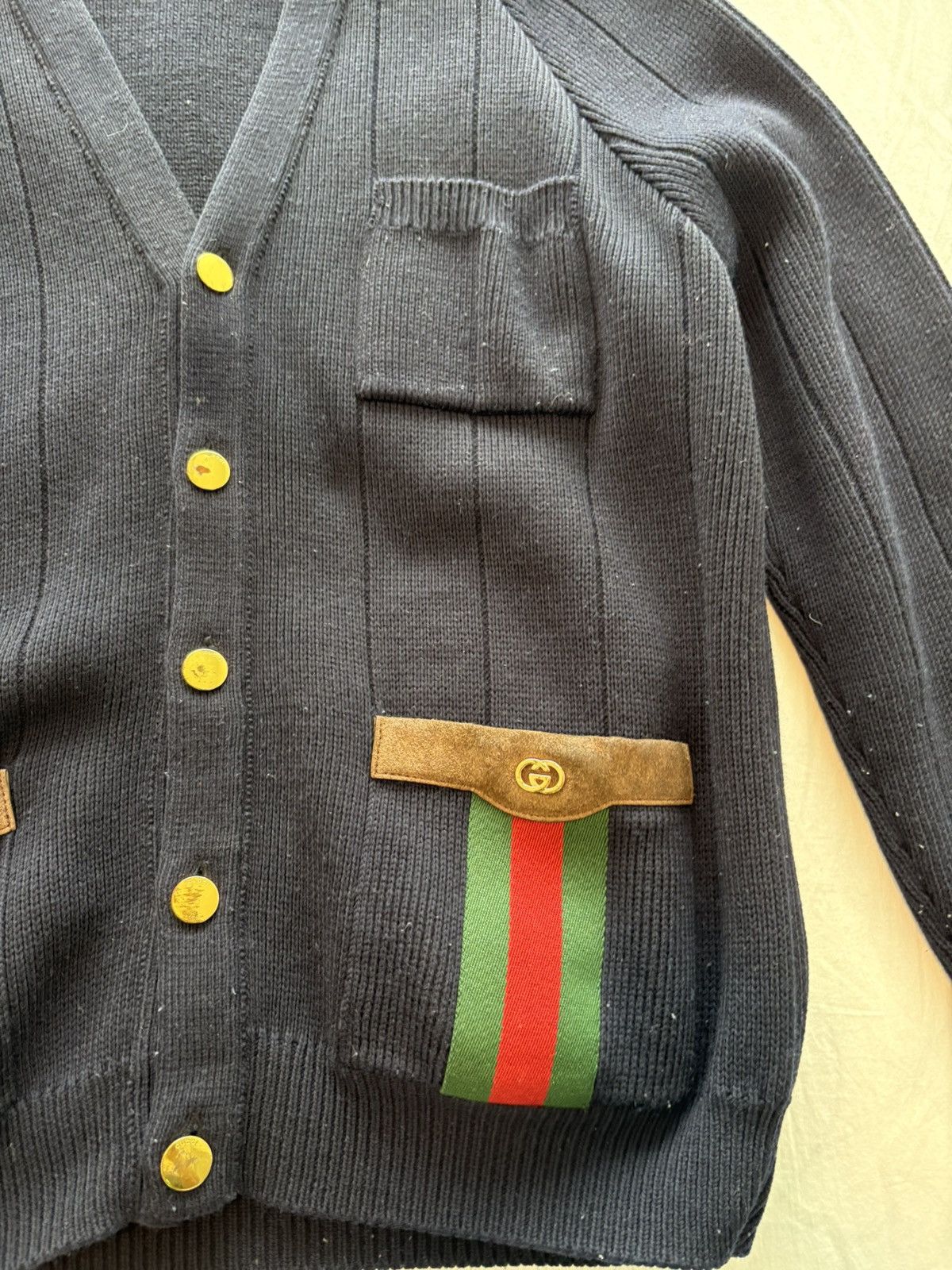 Gucci Gucci Men's Navy Cardigan Sweater Size US M / EU 48-50 / 2 - 2 Thumbnail