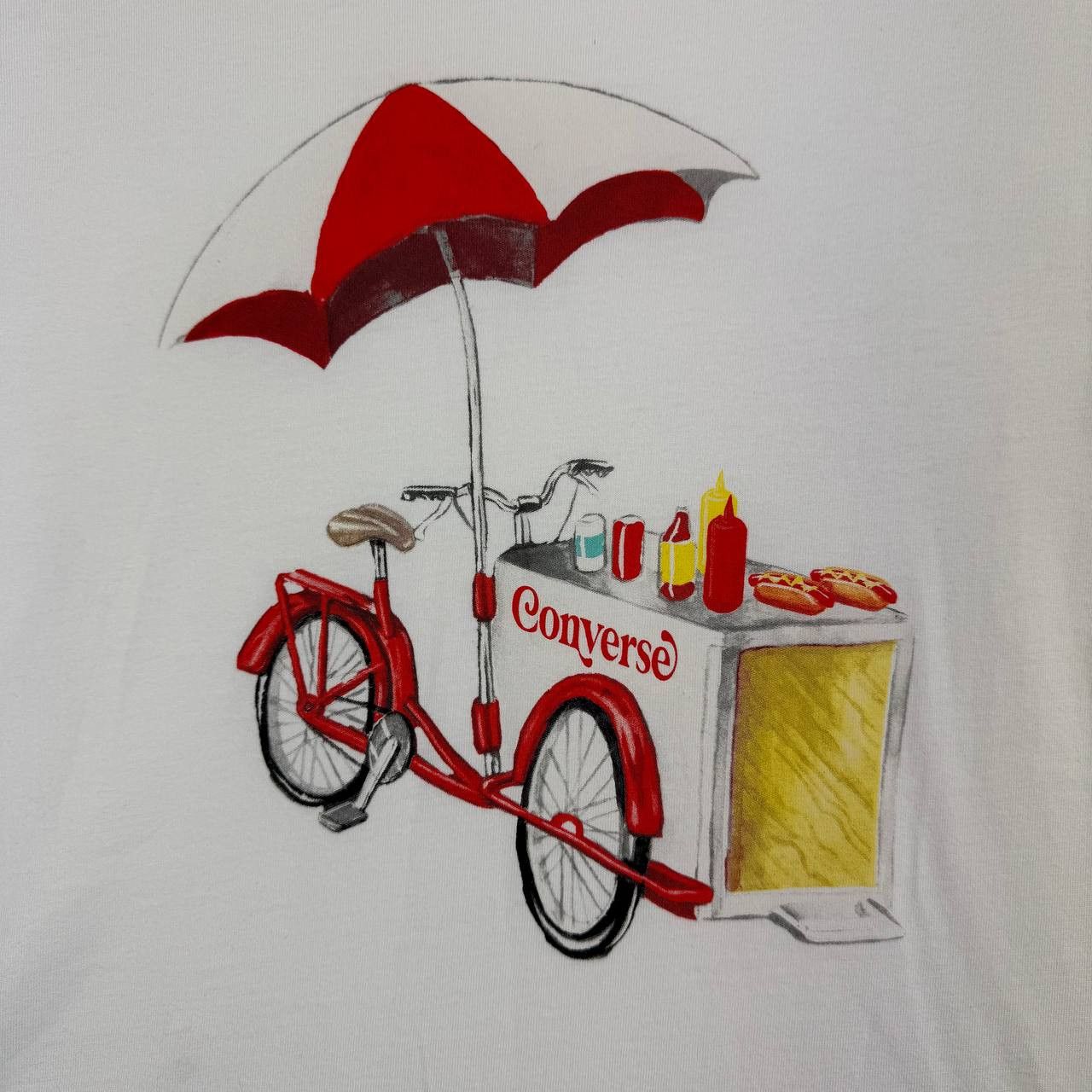 Converse Converse Graphic T-Shirt White Bike Hot Dog Cart Print Sz L Size US L / EU 52-54 / 3 - 3 Thumbnail