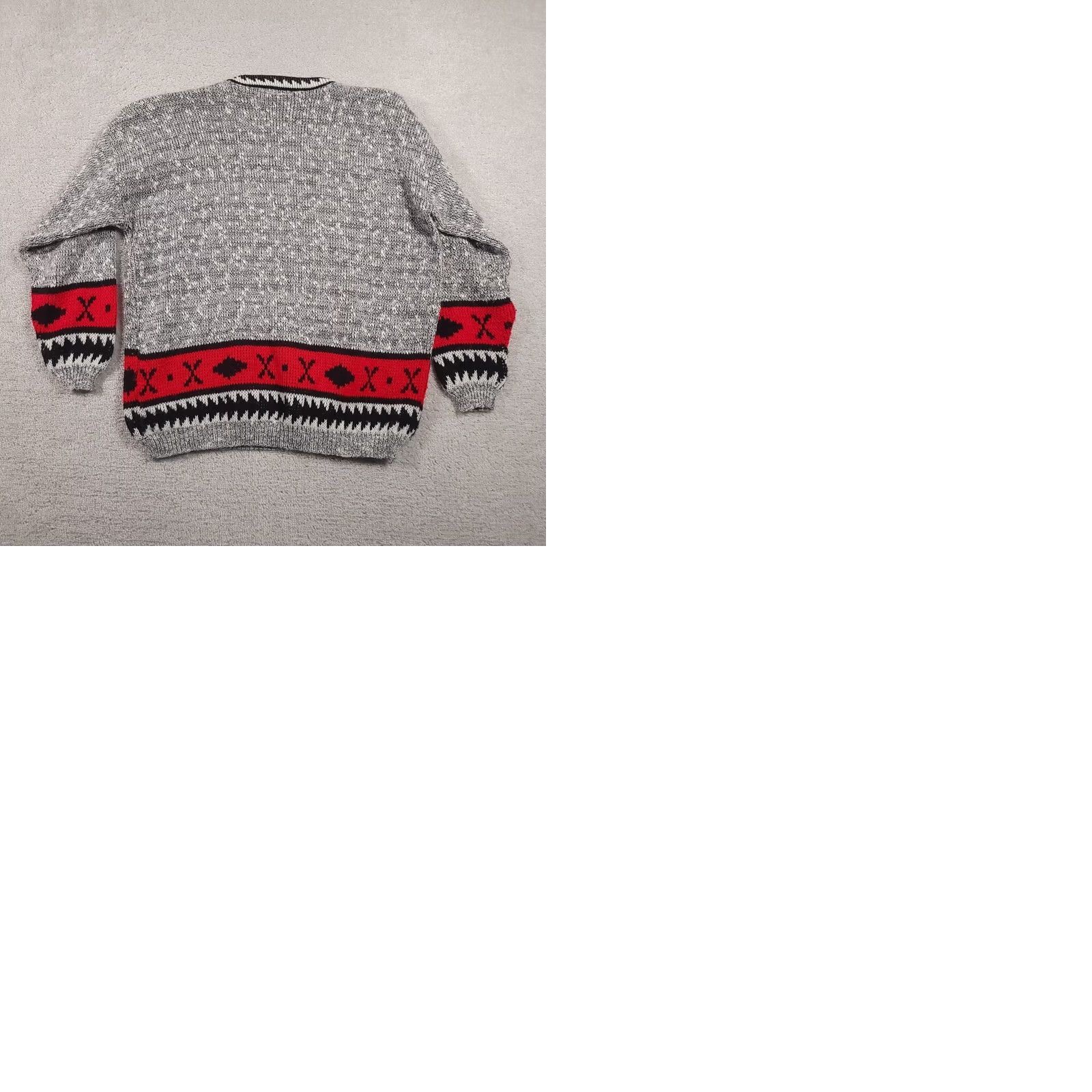 Vintage VINTAGE Metrix Sweater Woman's 22W Gray Red Aztec Southwestern Knit USA 90s Size 3XL / US 20-22 - 9 Thumbnail
