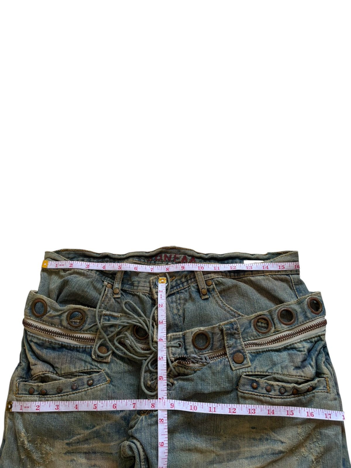 If Six Was Nine Vintage Japanese Brand Double Waist Mud Wash Baggy Jean Size US 33 - 14 Thumbnail