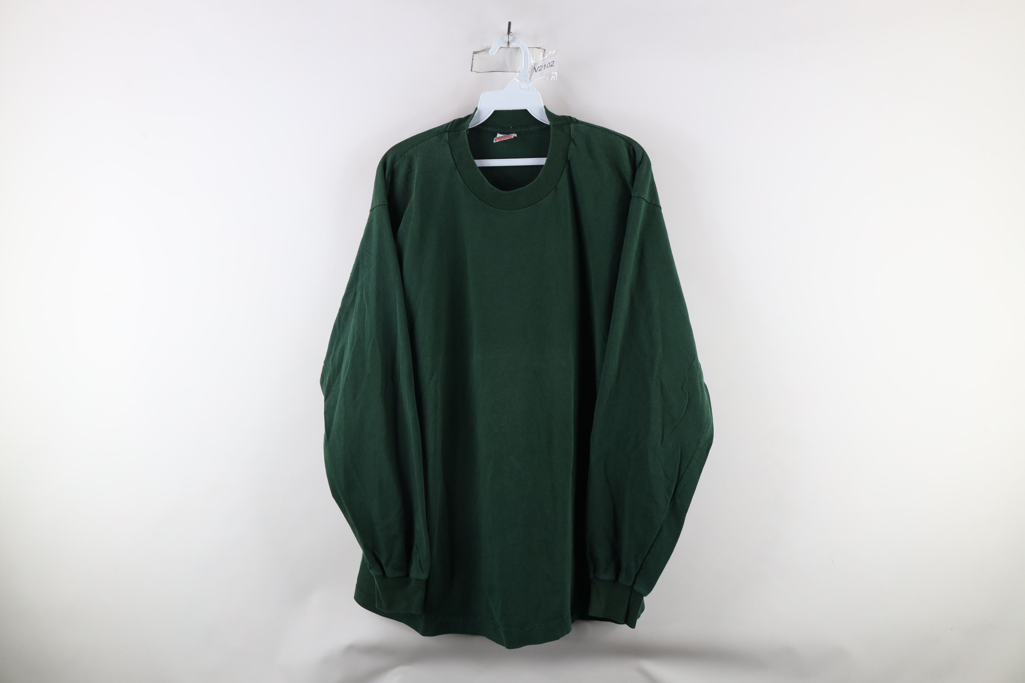 Vintage Vintage 90s Streetwear Long Sleeve T-Shirt Green Cotton USA Size US XL / EU 56 / 4 - 1 Thumbnail