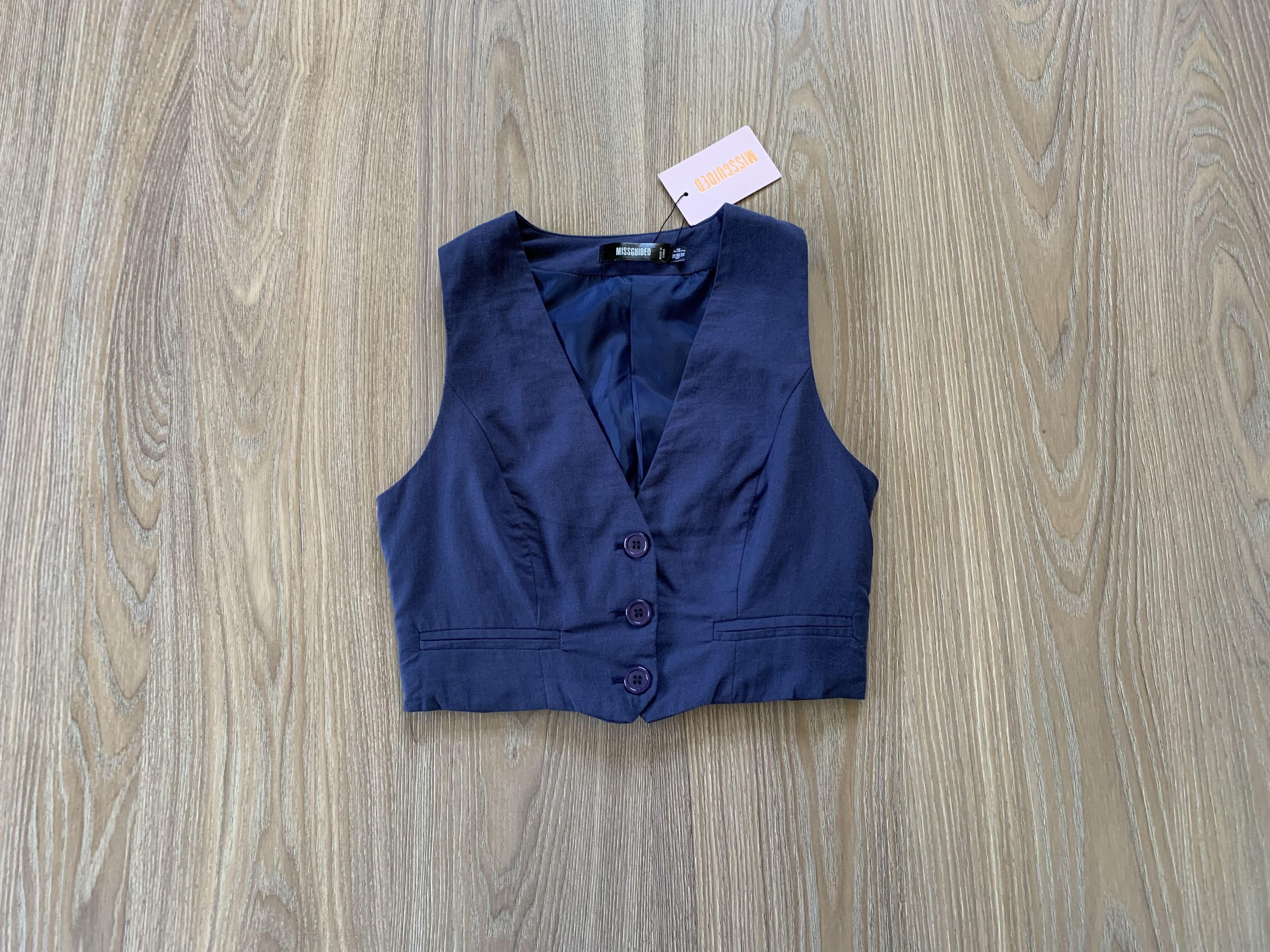Designer Missguided Women's Blue Vest Size US XXS / EU 40 - 1 Thumbnail