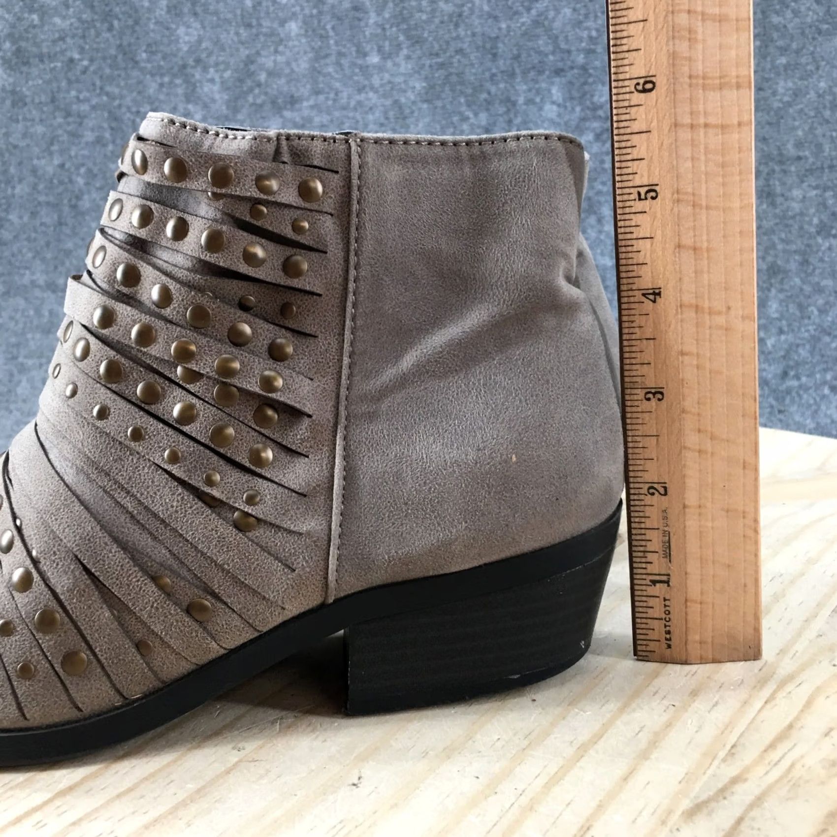 Vintage White Mountain Boots Womens 7.5M Desire Ankle Bootie Beige Side Zip Block W28192 Size US 8 / IT 38 - 7 Thumbnail