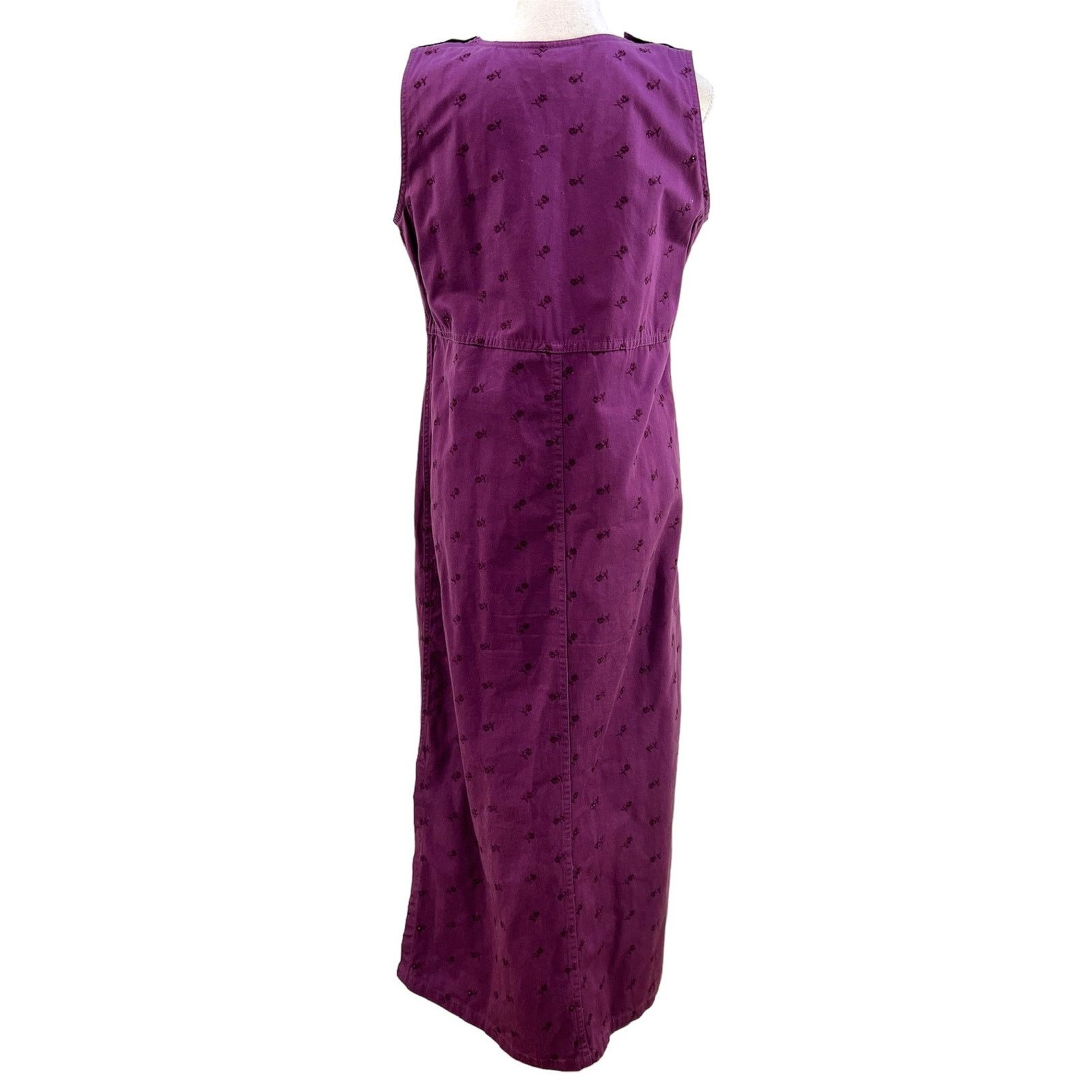 Denim & Co. Denim & Co Eyelet Cotton Twill Sleeveless Maxi Dress Purple Size M / US 6-8 / IT 42-44 - 8 Thumbnail