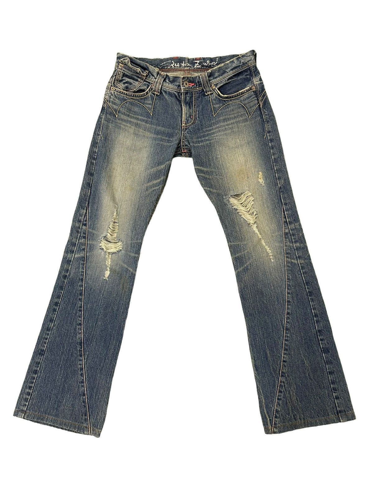 Edwin Flare Jeans Edwin Japan Faded Distres Low Rise Boot Cut 8🟦5 Size US 30 / EU 46 - 2 Thumbnail